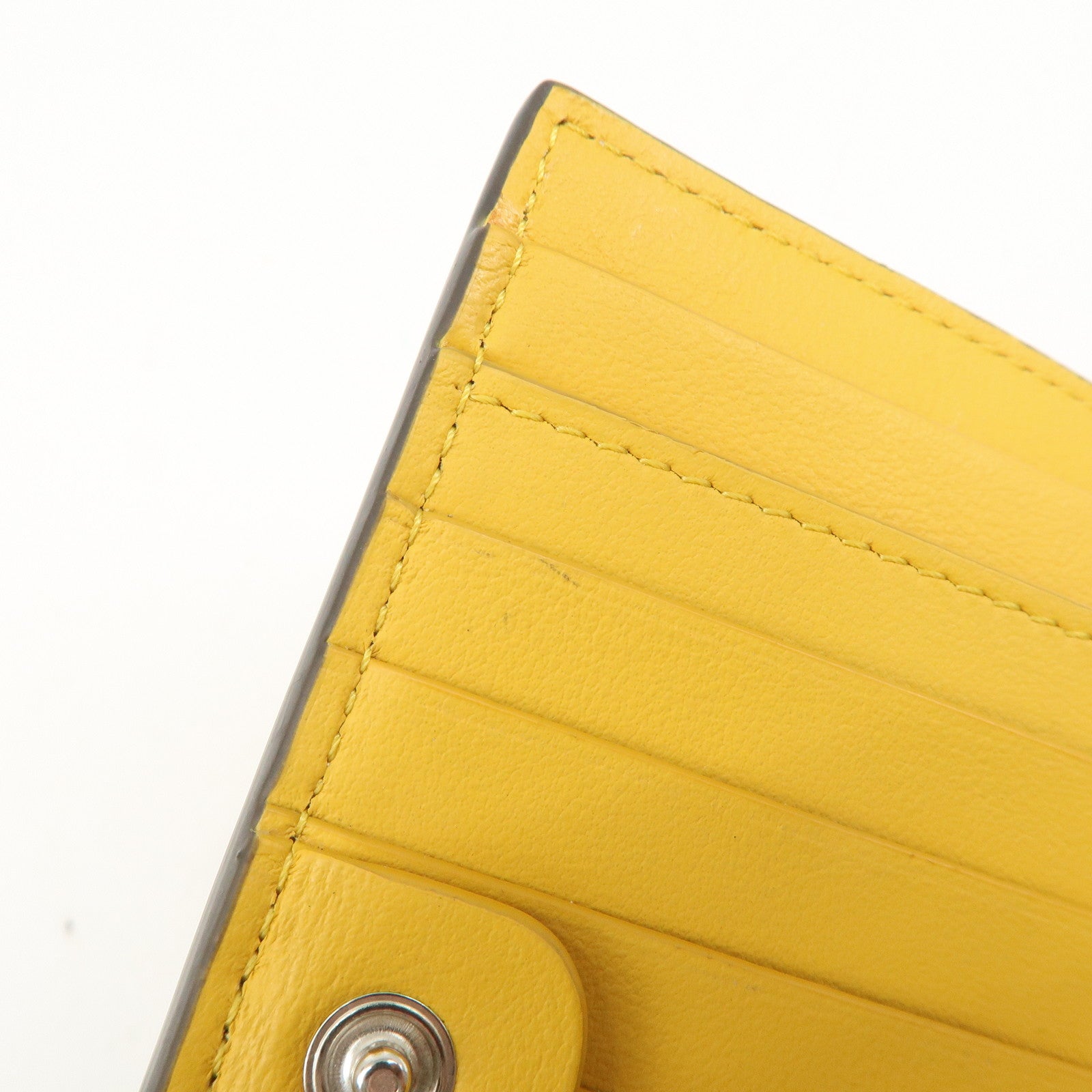 FENDI Peekaboo Leather Bi-fold Compact Wallet Pink Yellow 8M0438