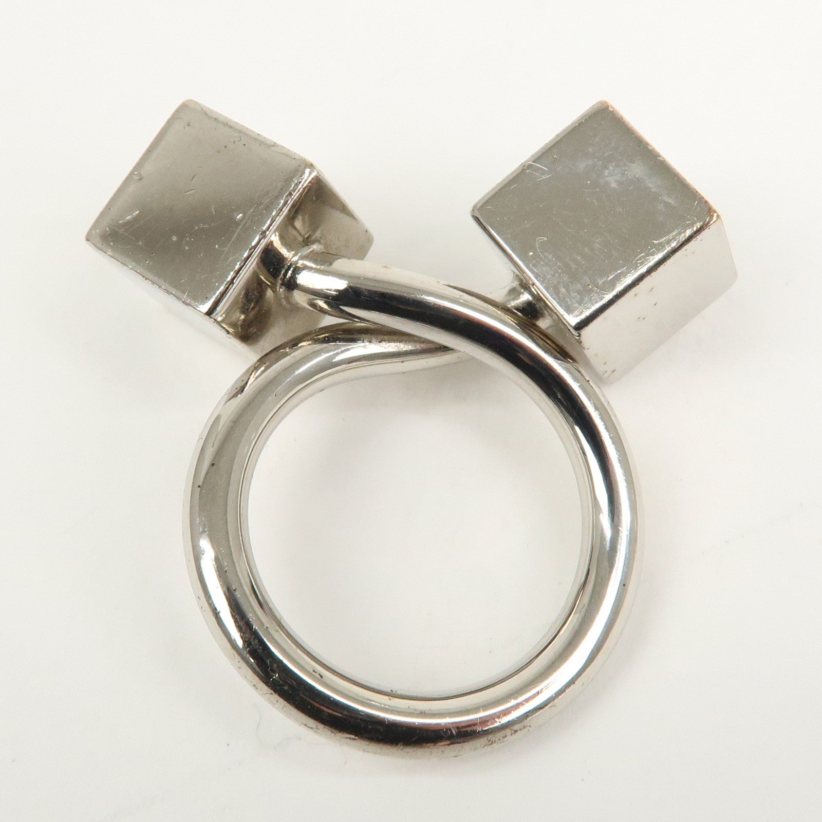 Louis Vuitton Logo Metal Cube Scarf Ring Silver