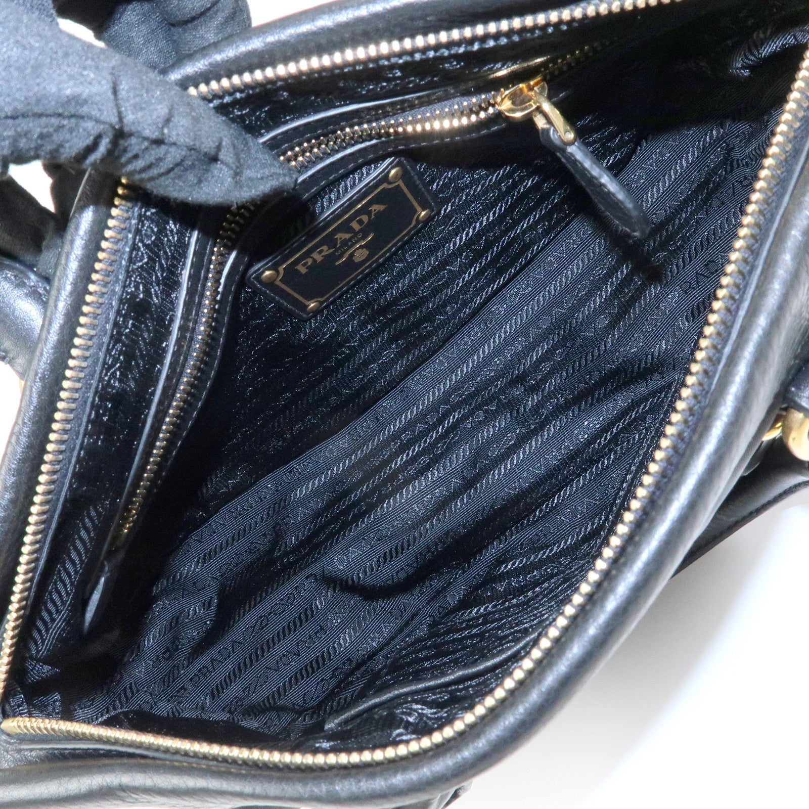 PRADA Nylon Leather 2Way Bag Hand Bag Shoulder Bag Black BT2032