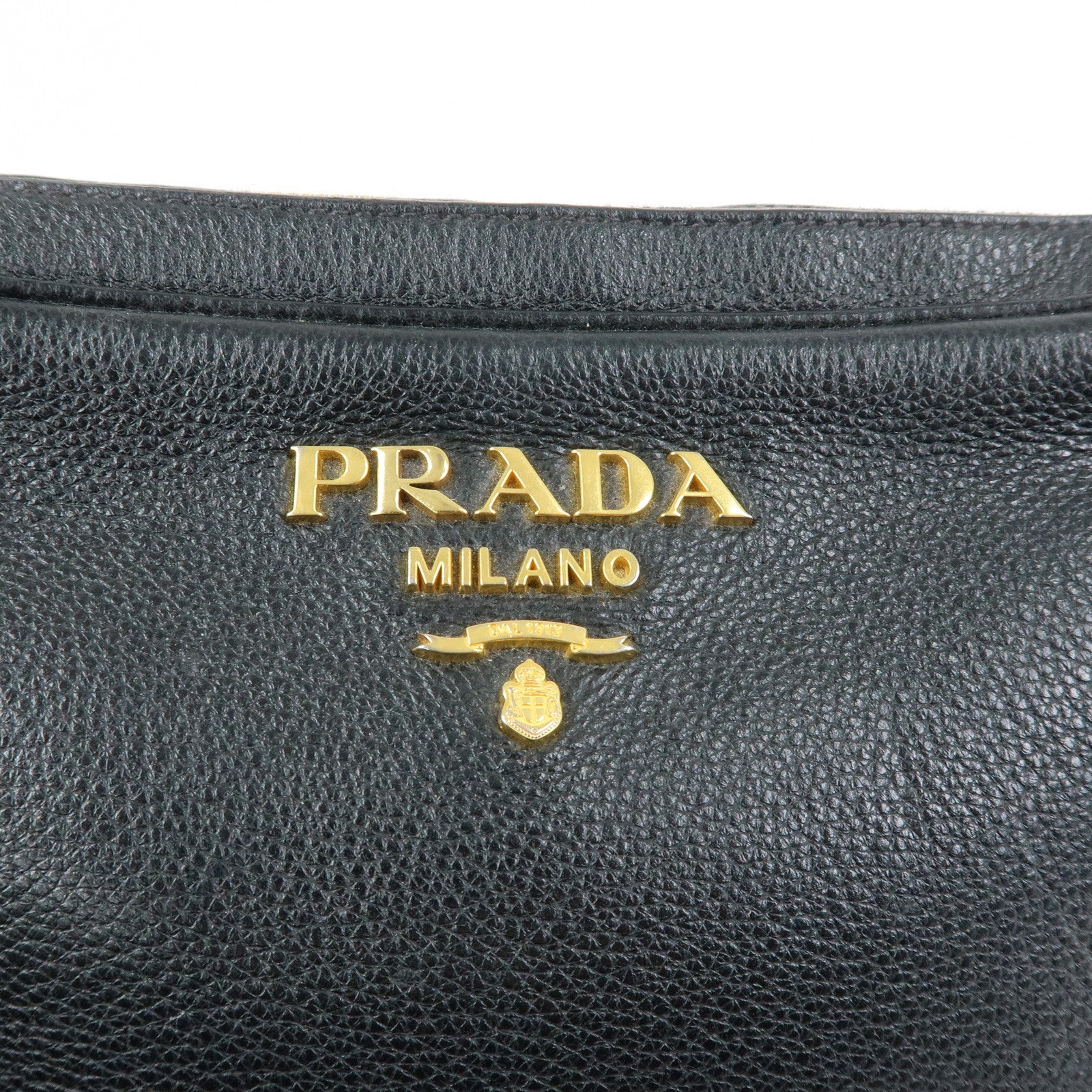 PRADA Logo Leather Shoulder Crossbody Bag Black 1BH079