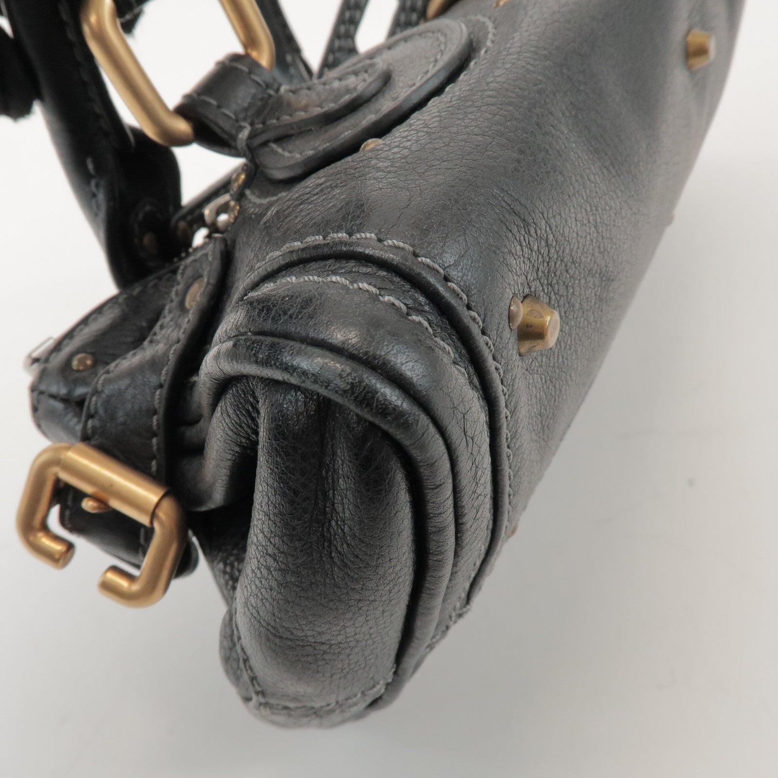 Chloe Logo Paddington Mini Leather Hand Bag Cadena Black