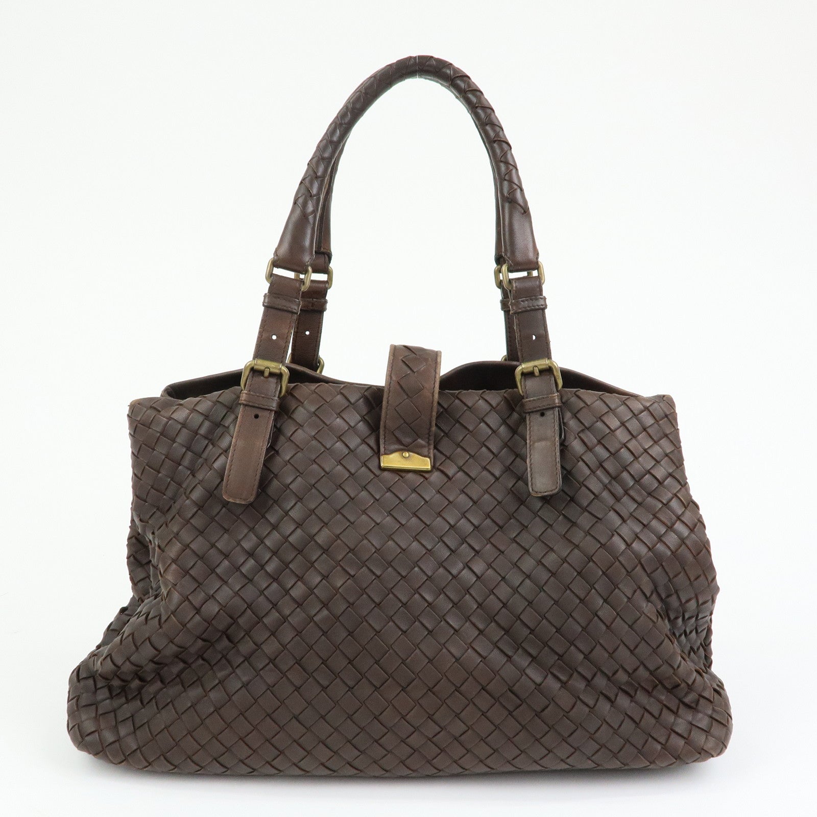 BOTTEGA VENETA Intrecciato Leather Tote Bag Hand Bag Brown