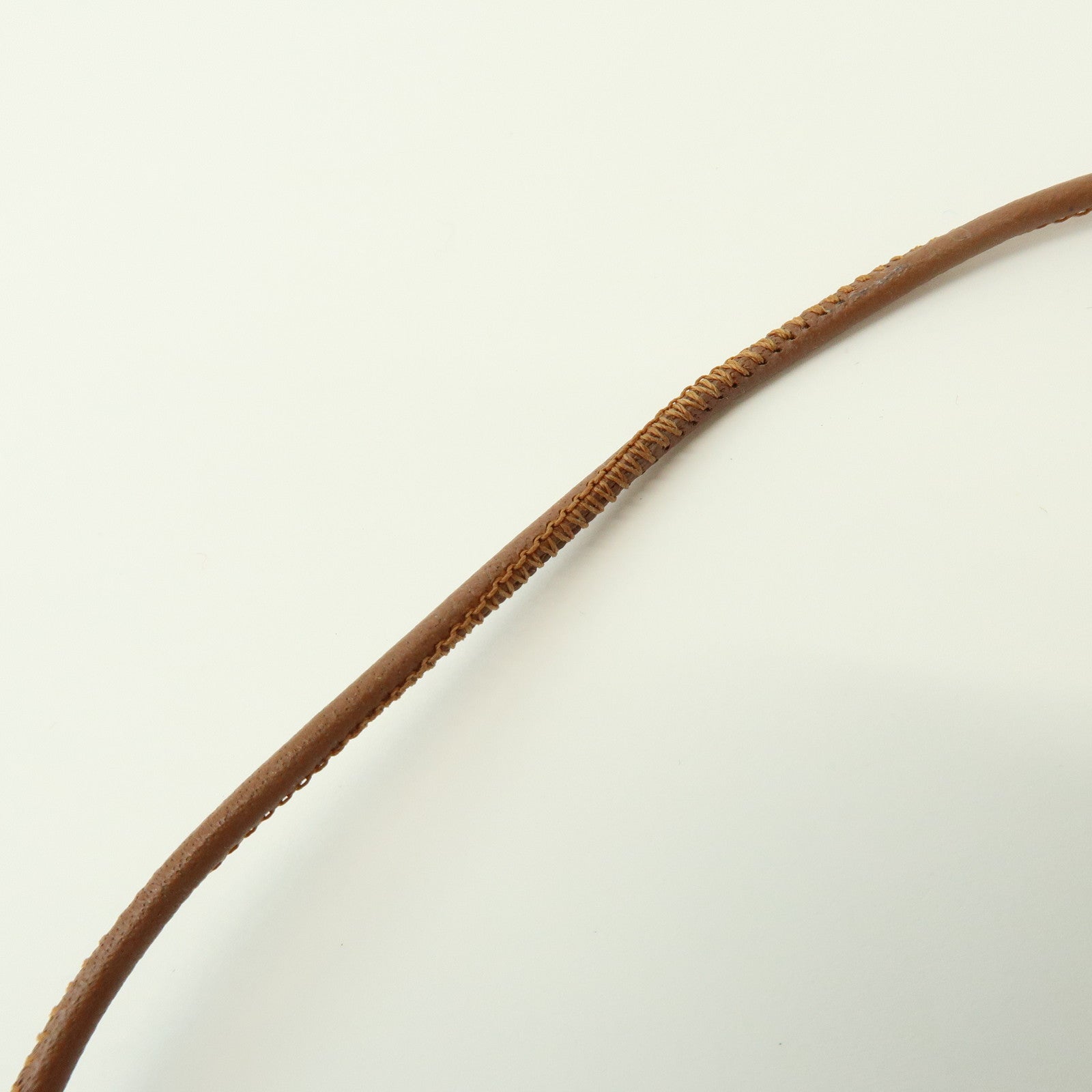 HERMES Logo Leather Metal Necklace Brown Pink Light Blue