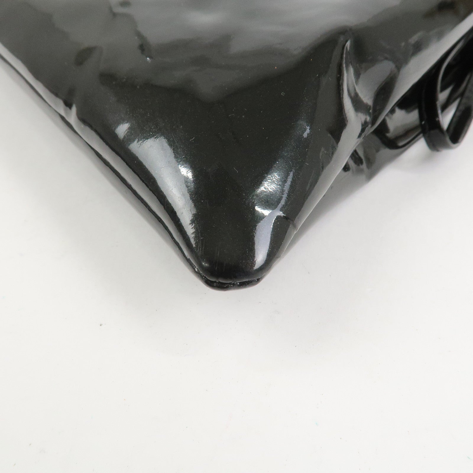 CHANEL COCO Mark Patent Leather Rhinestone Tote Bag Black