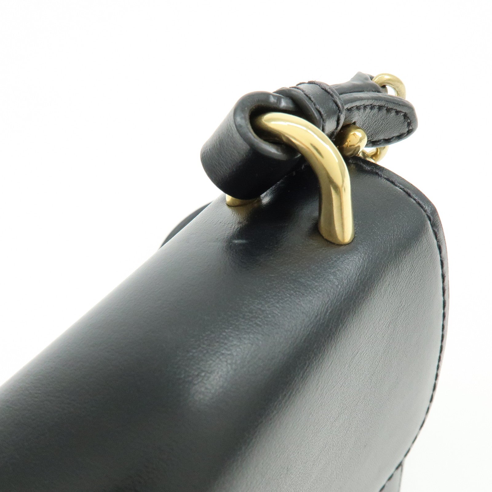 MIU MIU Logo Soft Calf Leather Chain Shoulder Bag Black 5BD147