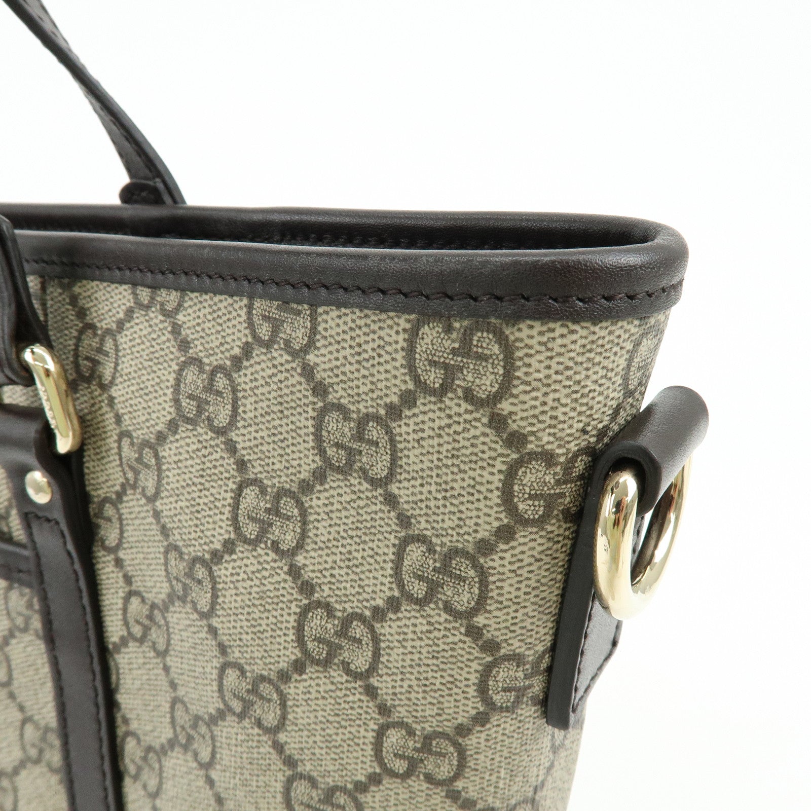 GUCCI GG Canvas Leather 2Way Tote Bag Hand Bag Brown 388929