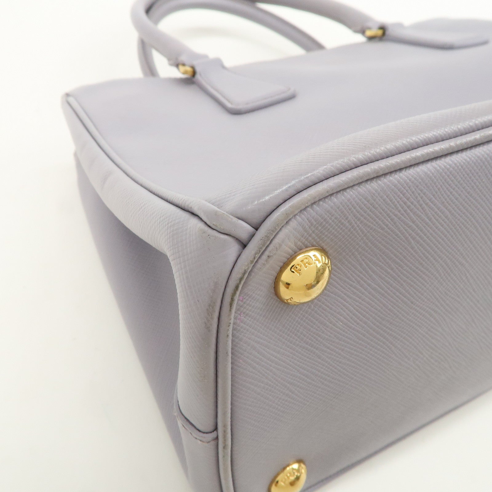 PRADA Traingle Logo Galleria 2Way Shoulder Hand Bag Lavender 1BA863