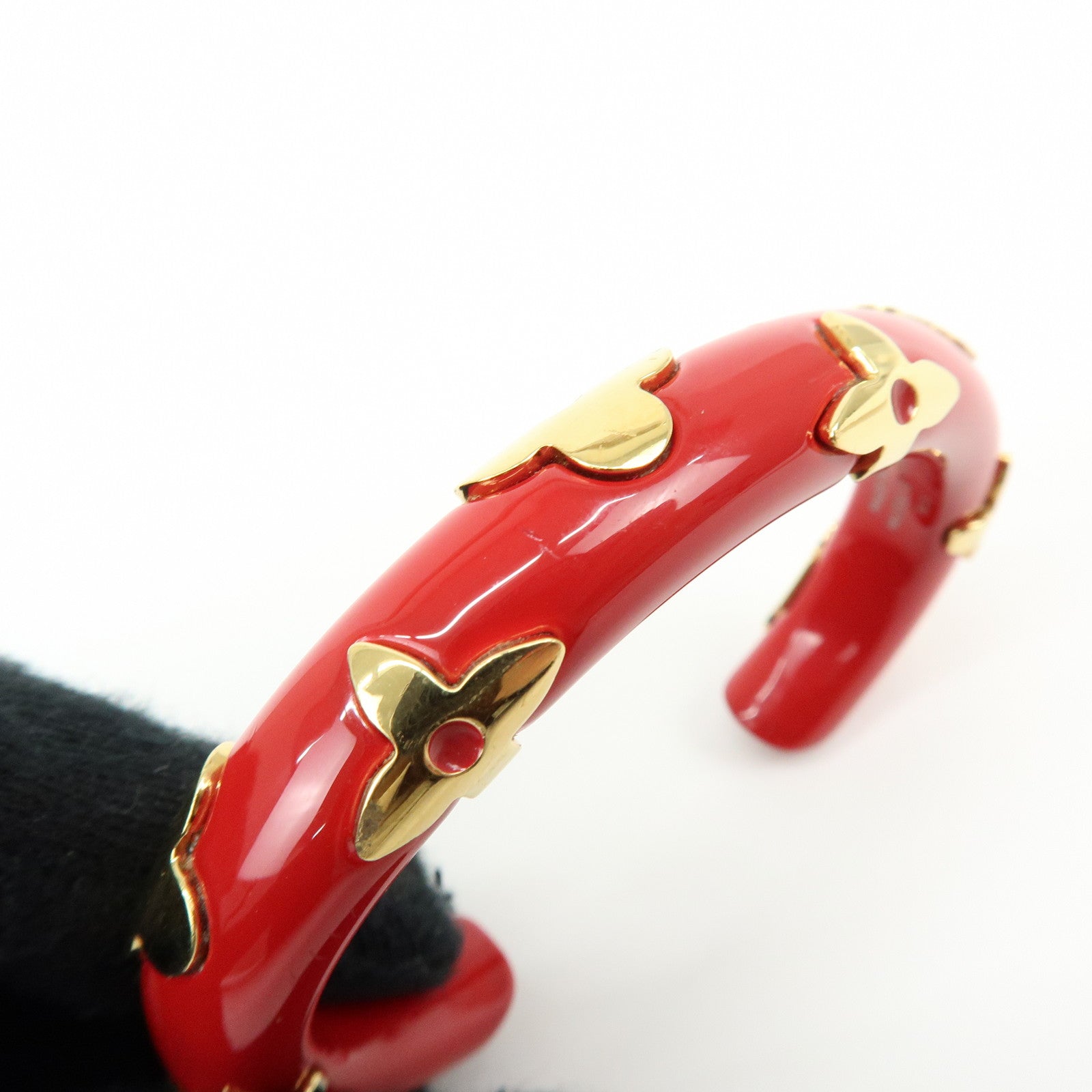 Louis Vuitton Monogram Ceramic Metal Bracelet Bangle Red Gold