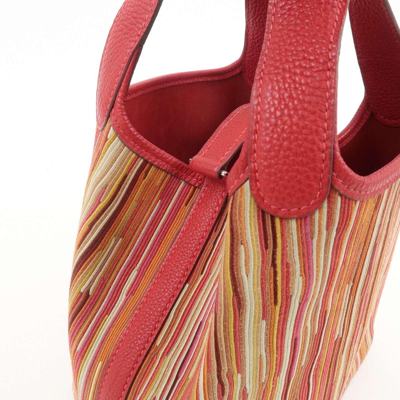 HERMES Deauville Vibrato Picotin Lock PM O Stamped Hand Bag Red