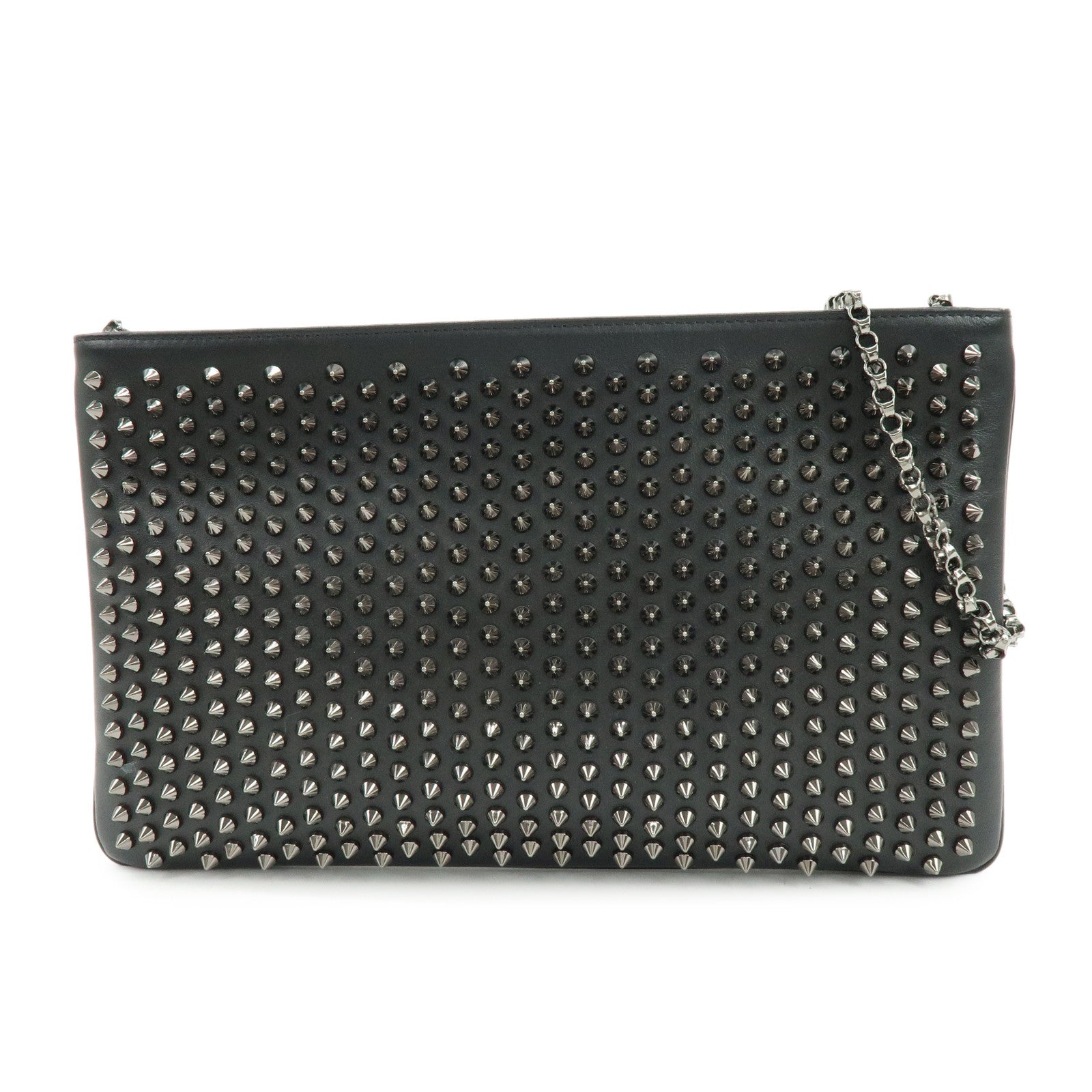 Christian Louboutin Leather 2Way Bag Chain Shoulder Bag Black Red