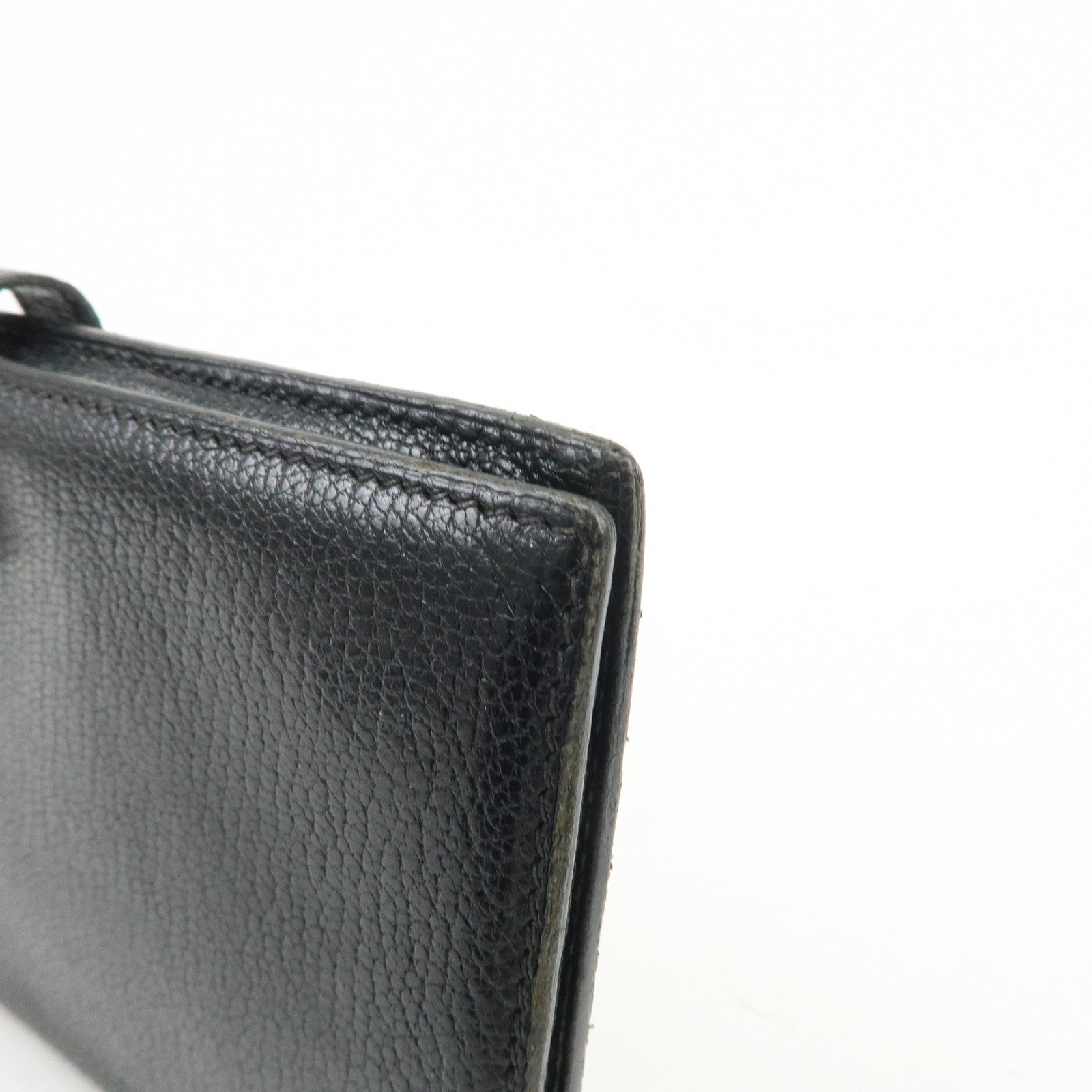 HERMES Bearn Veau Epsom Leather Bi-fold Long Wallet Black