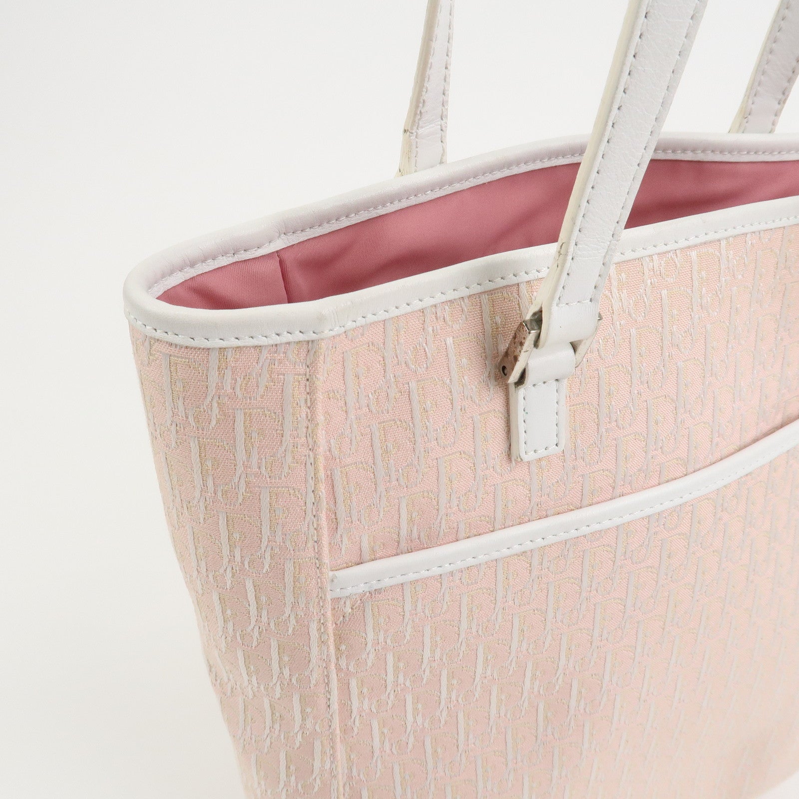 Christian Trotter Dior Canvas Leather Tote Bag Shoulder Bag Pink