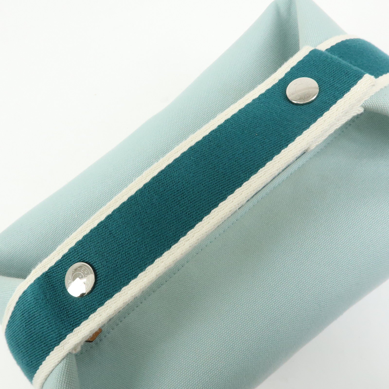 HERMES Bride A Brac GM Cotton Hand Bag Vanity Bag Light Blue