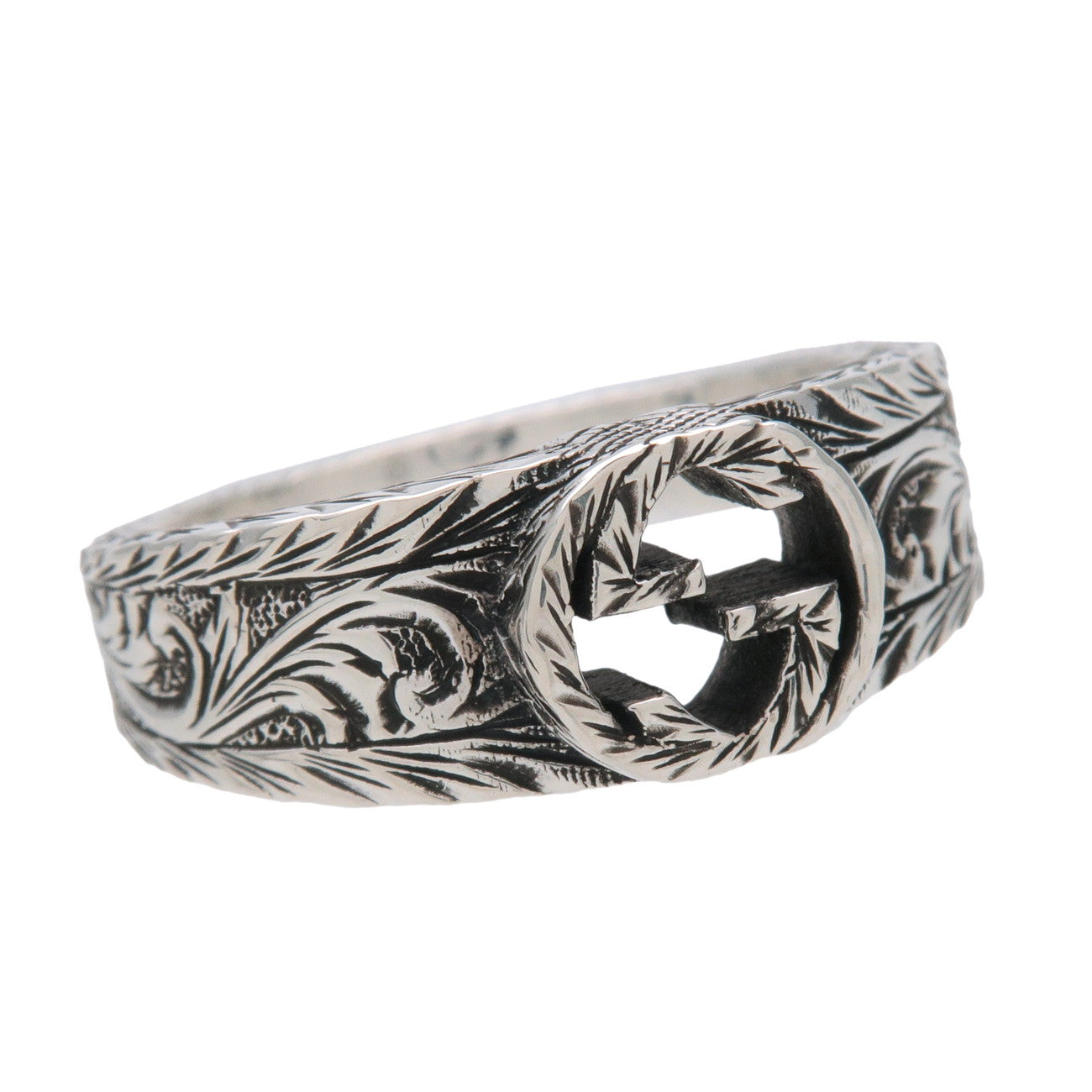 GUCCI Interlocking G Arabesque Ring SV925 Silver #17 US8 EU57