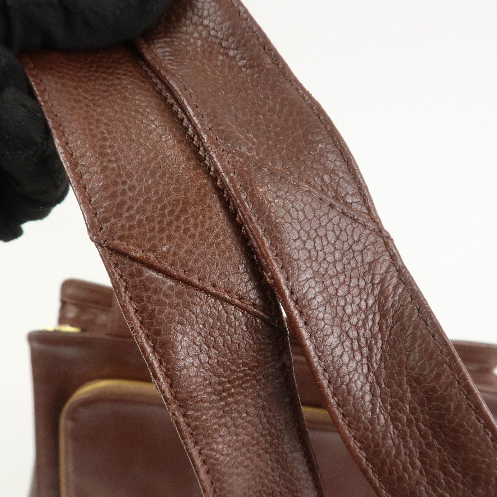 CHANEL COCO Mark Caviarskin Tote Bag Shoulder Bag Brown