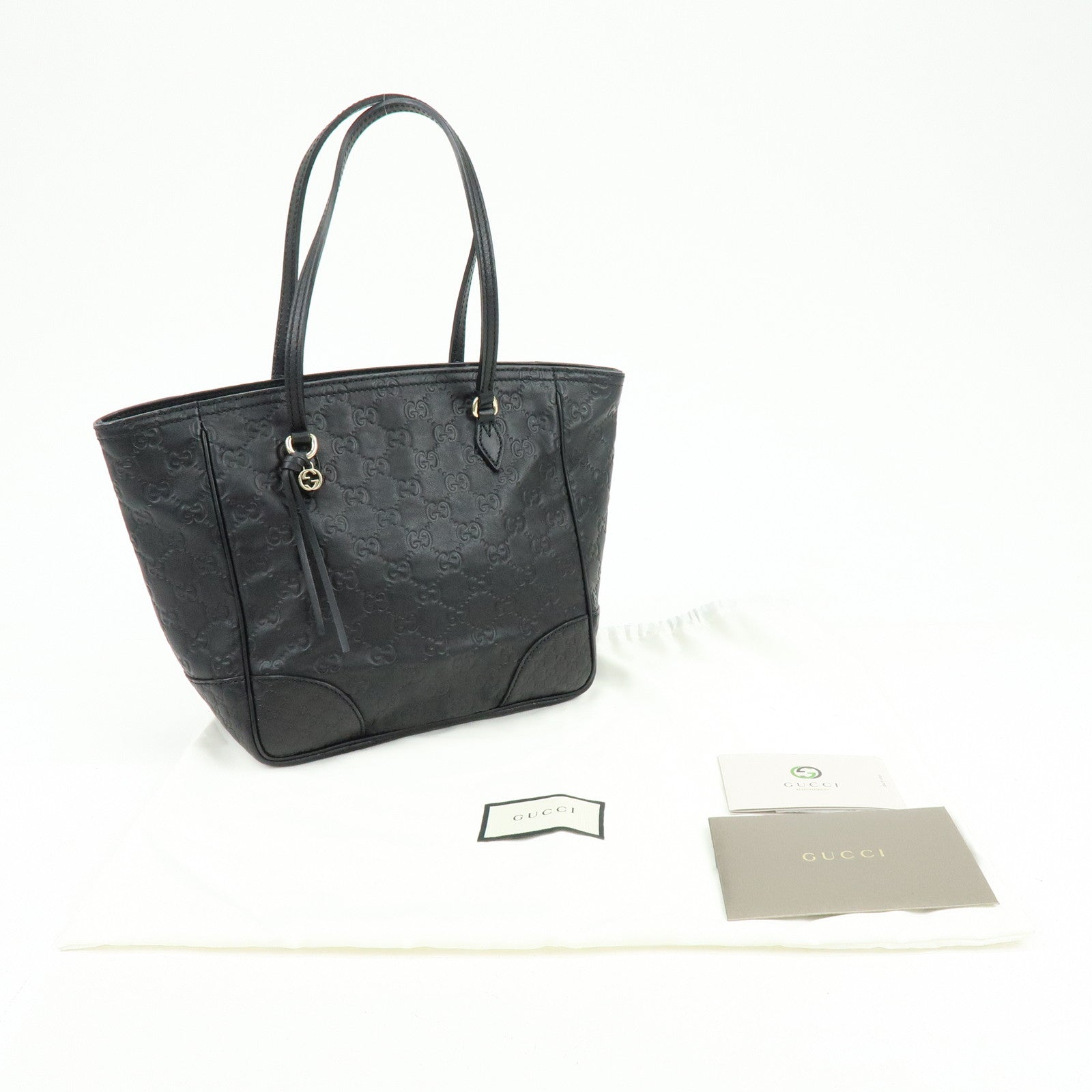 GUCCI Interlocking G Micro Guccissima Leather Hand Bag Black 353119