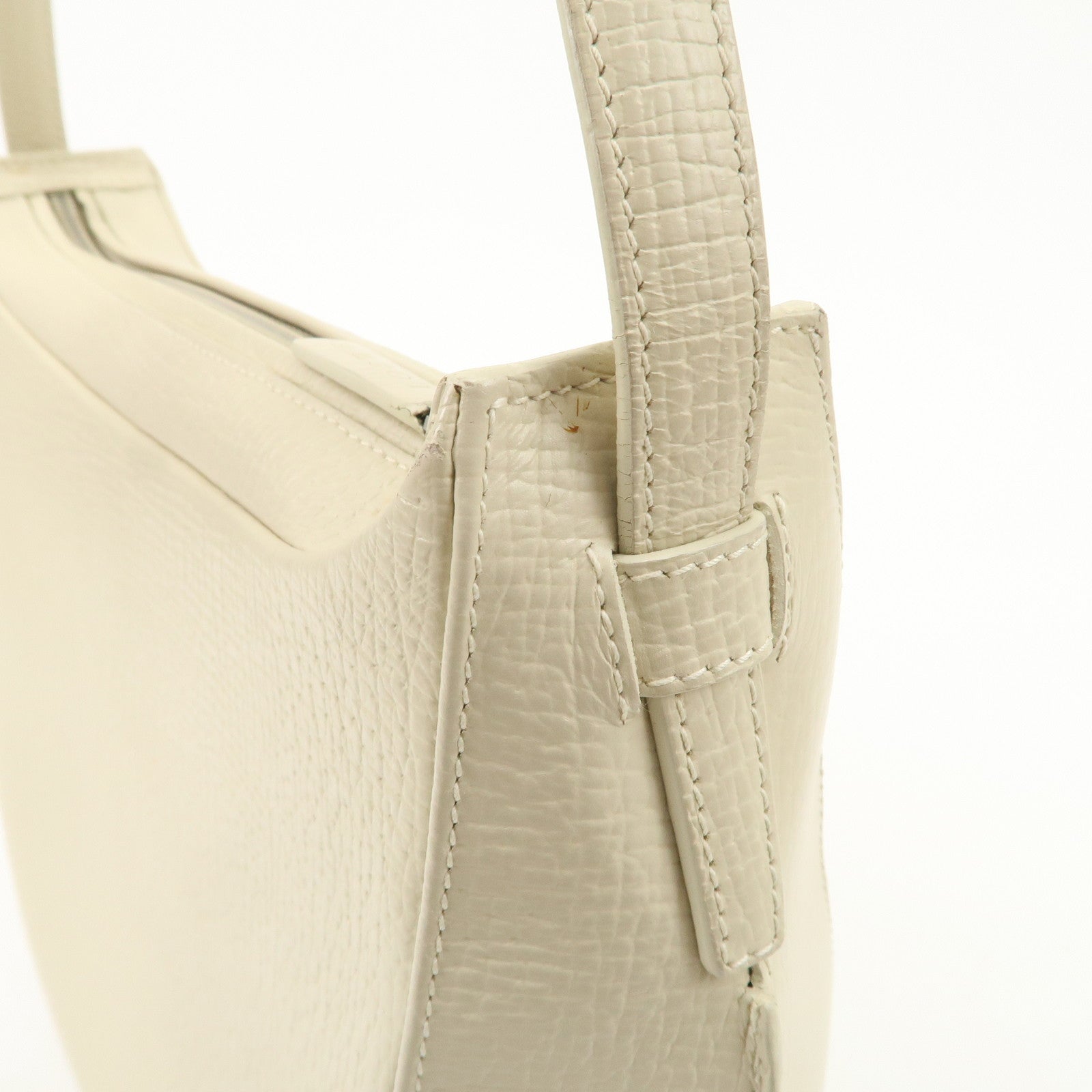LOEWE Leather Shoulder Bag Ivory Silver Hardware Used