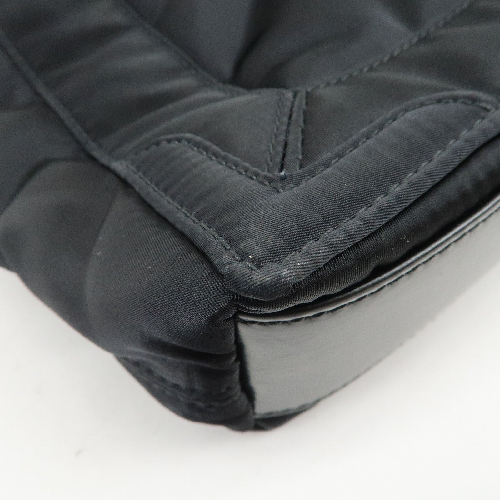 BALENCIAGA Navy Cabas XS Nylon Leather 2Way Bag Black 390346