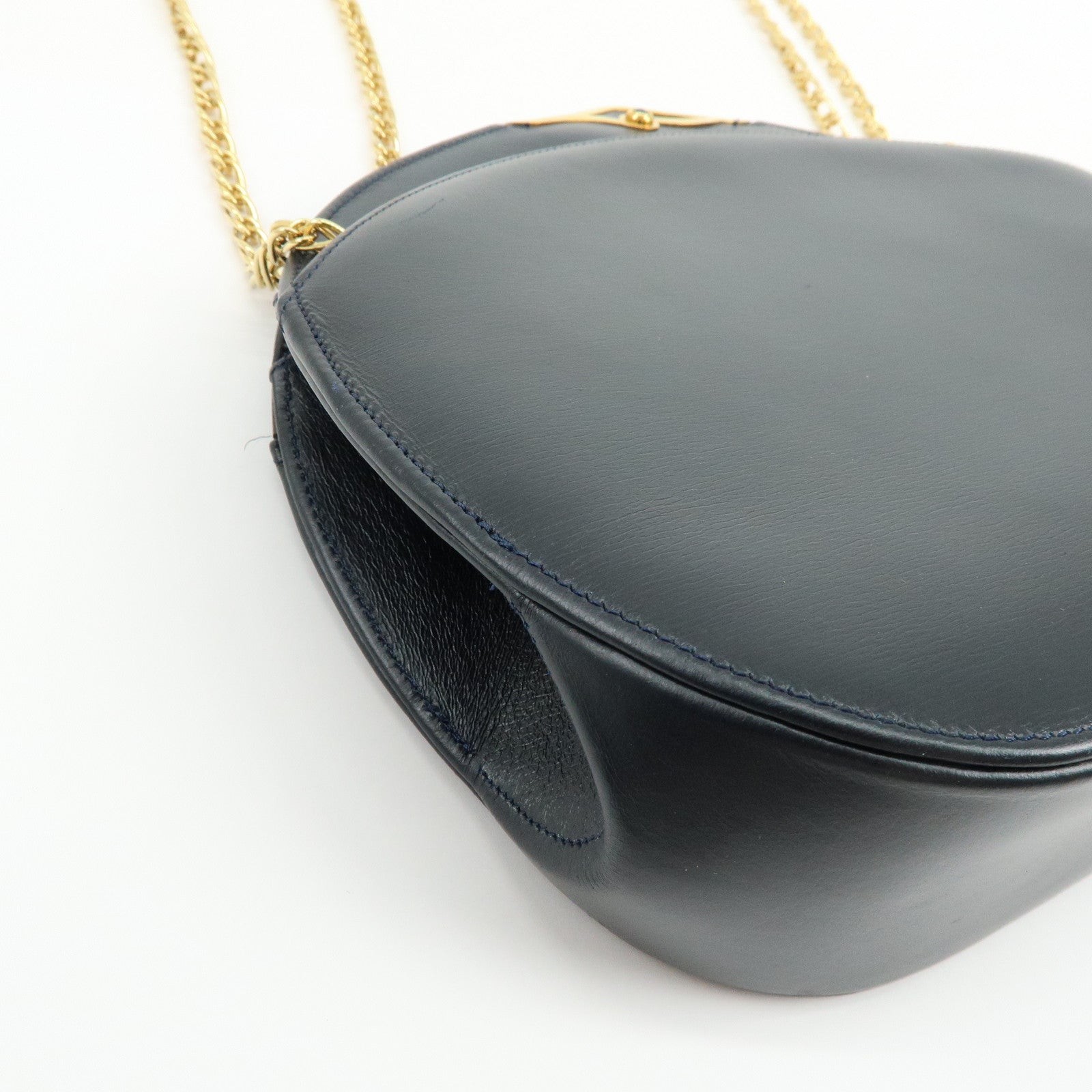 Cartier Sapphire Line Calf Leather Chain Shoulder Bag Navy