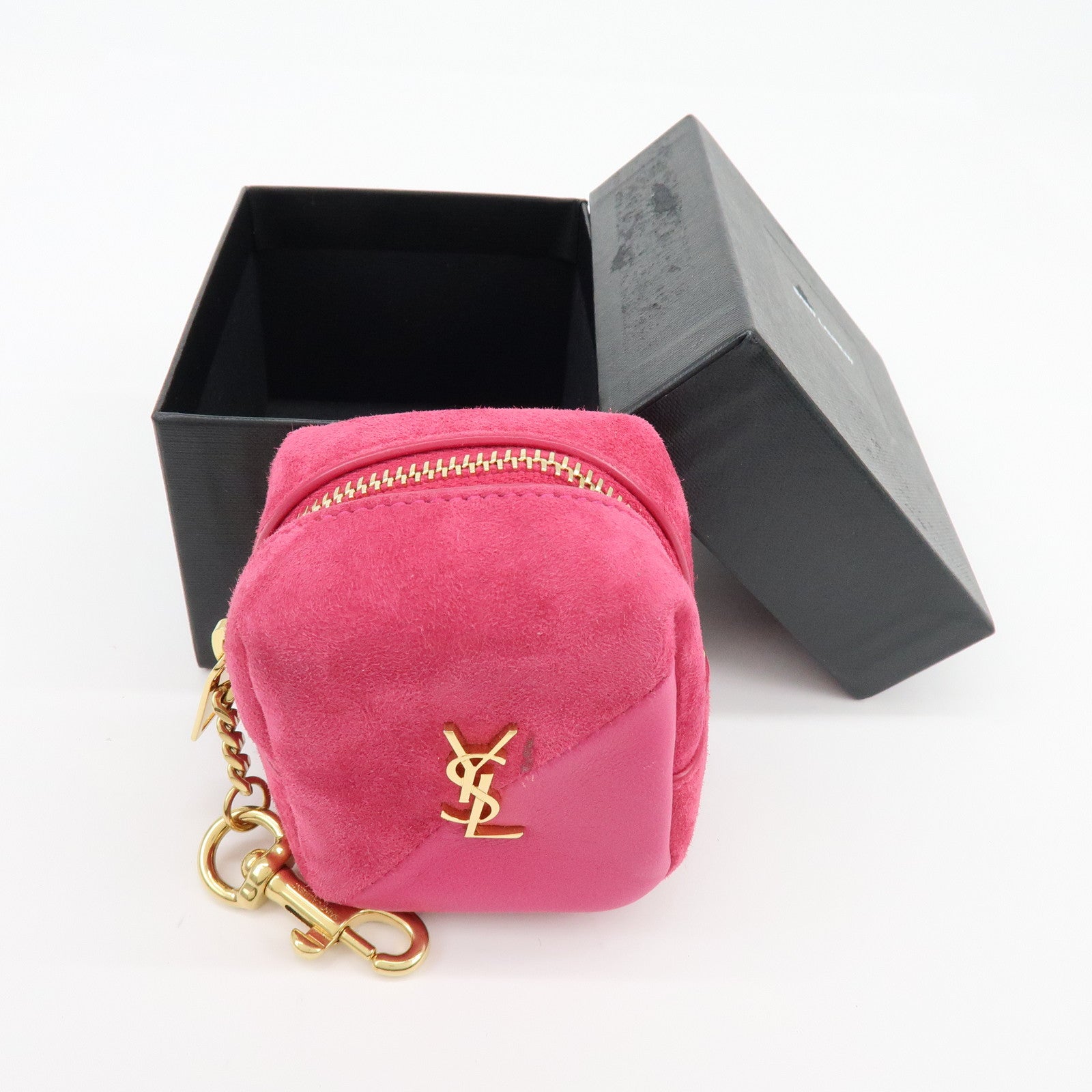 SAINT LAURENT PARIS Casandra Suede Leather Jamie Cube Pouch 669964