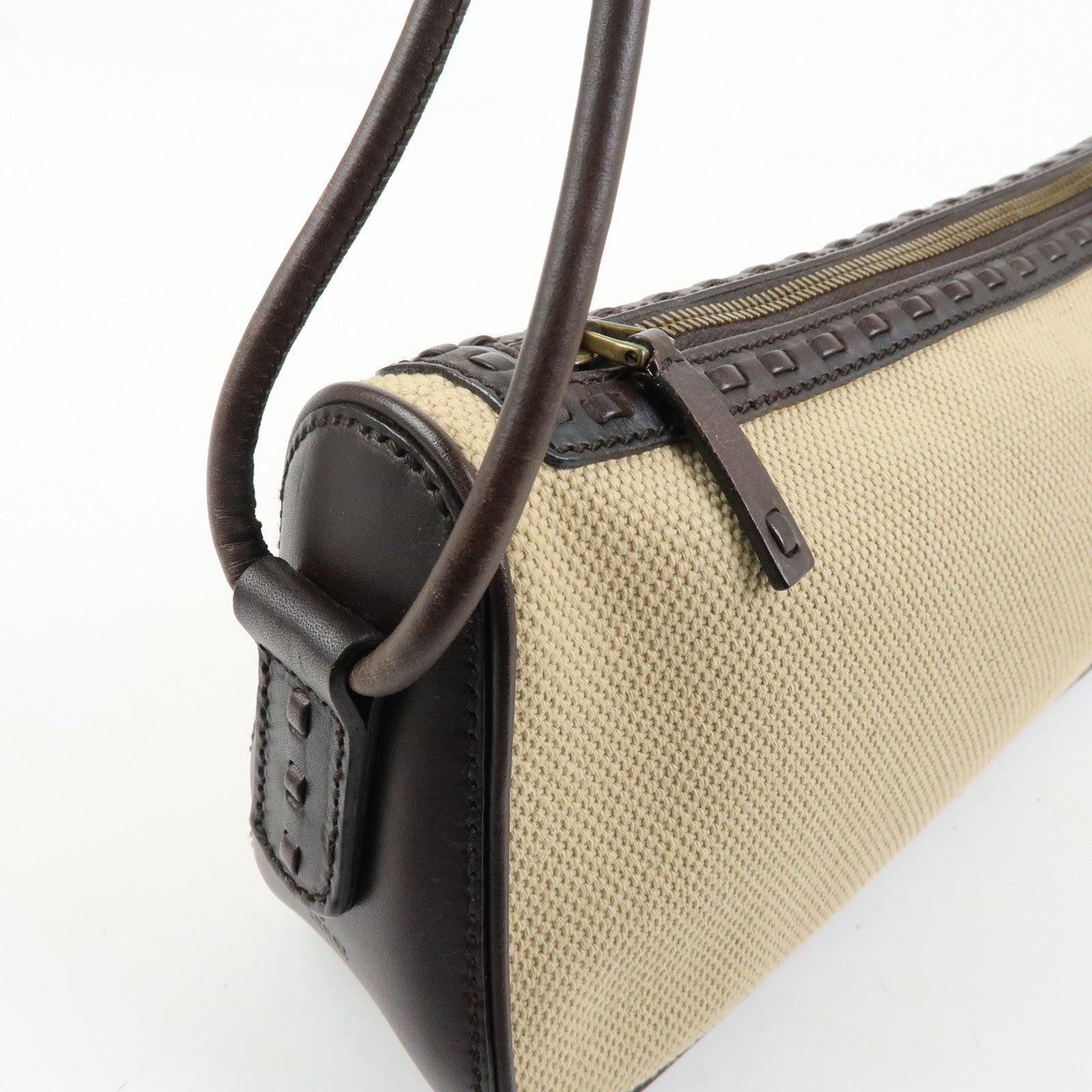 GUCCI Canvas Leather Shoulder Bag Hand Bag Beige Brown 106383