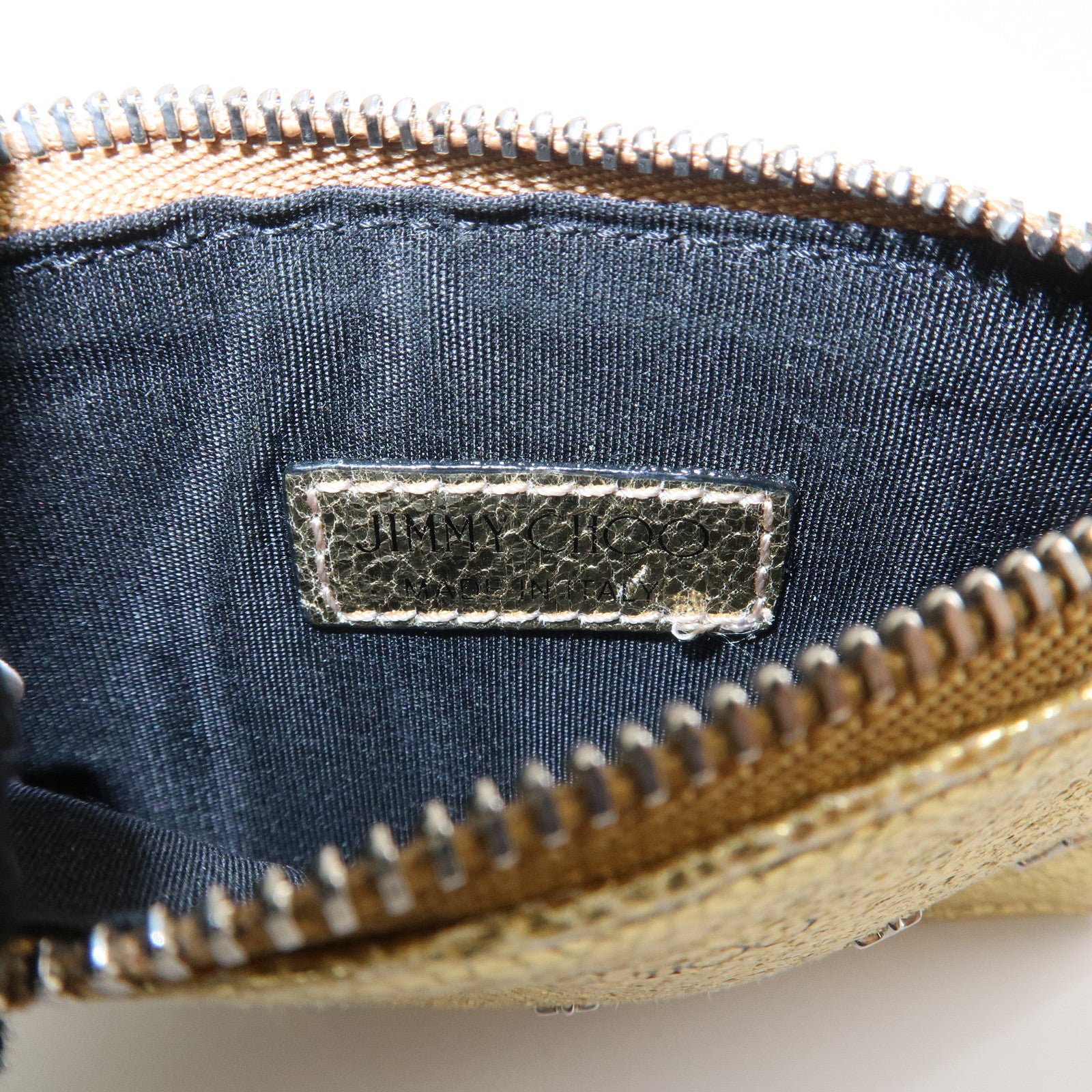 JIMMY CHOO Set of 2 Leather Long Wallet Coin Case Gray Gold