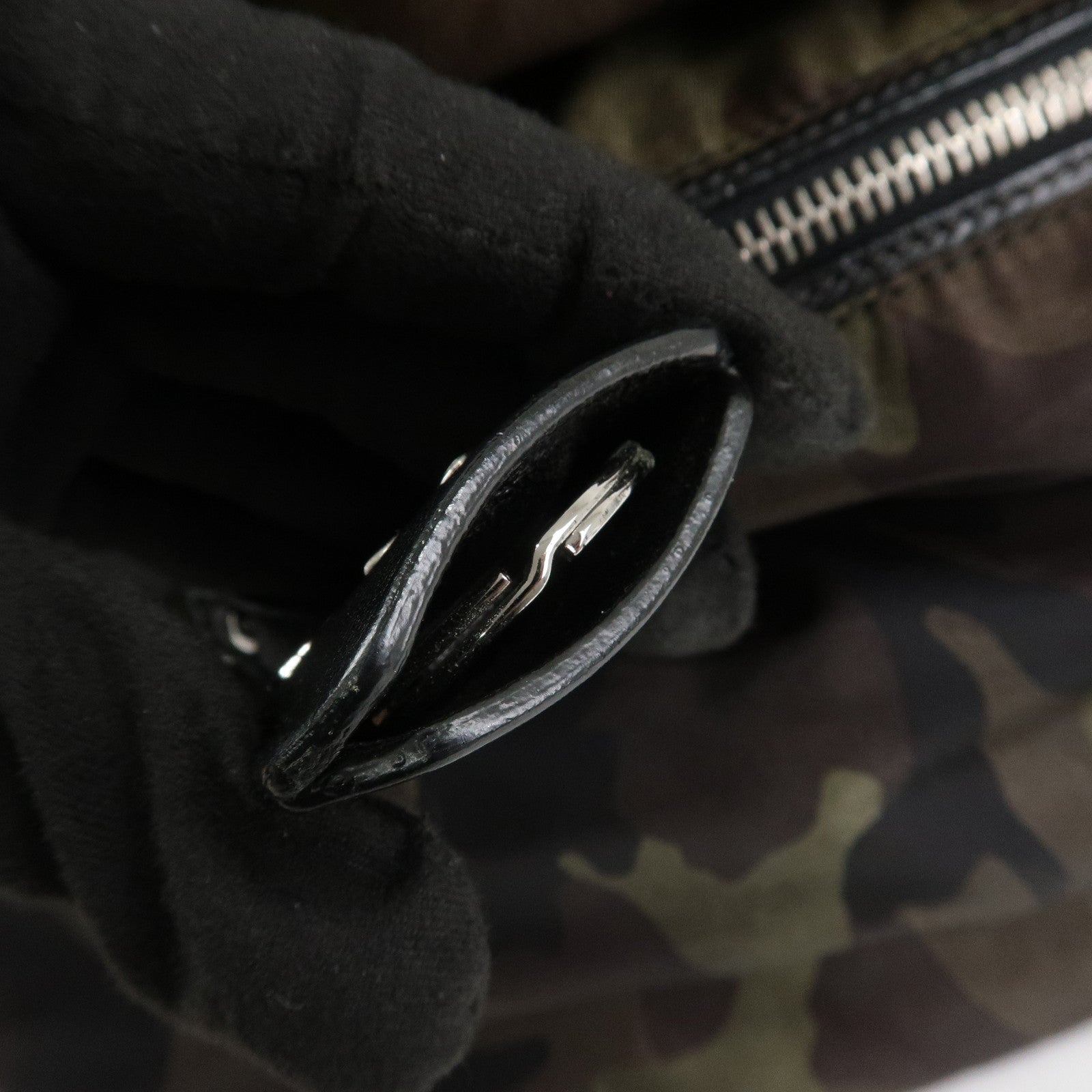 PRADATriangle Logo Nylon 2Way Hand Shoulder Bag Black Khaki BN1959