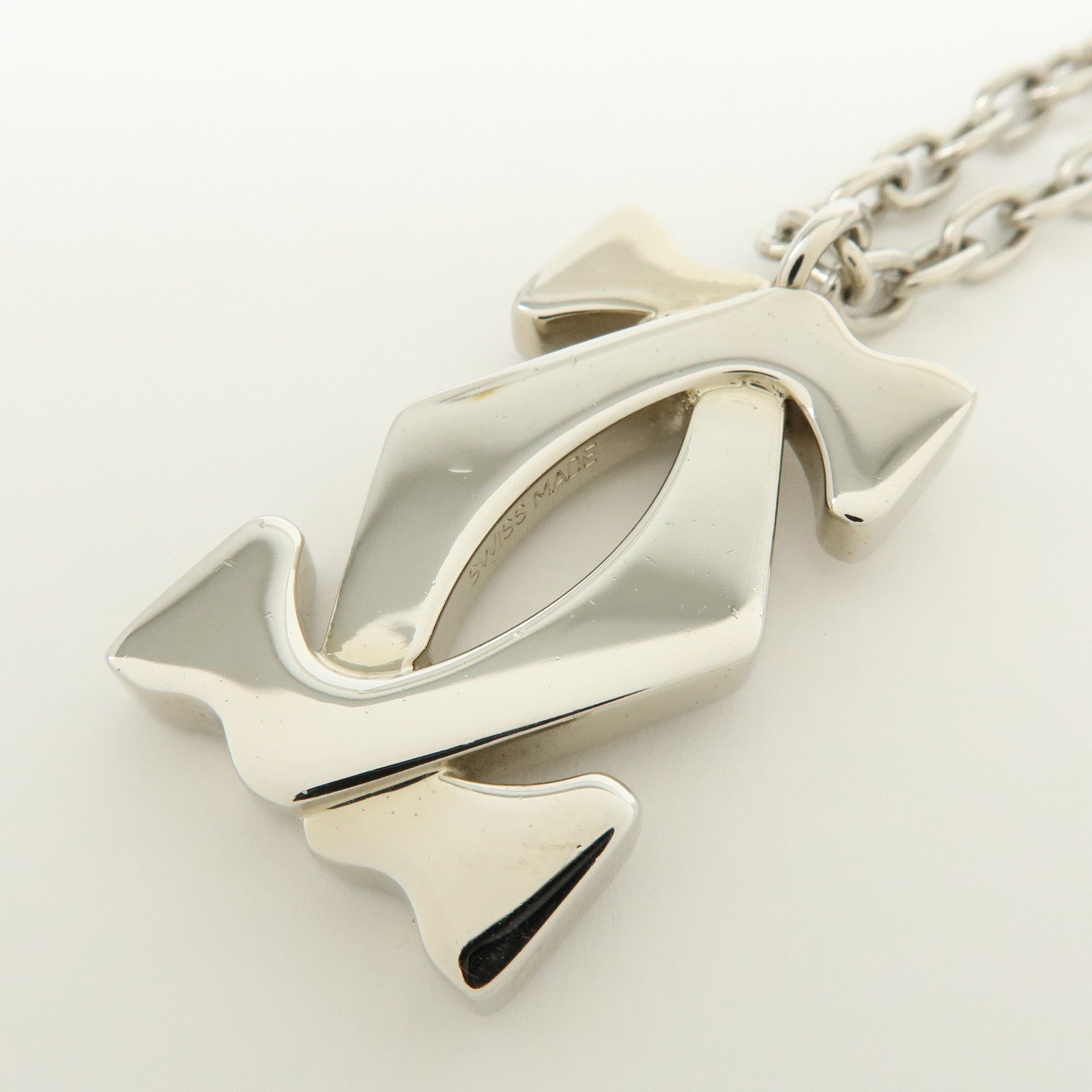 Cartier 2C Logo Metal Bag Charm Key Chain Silver