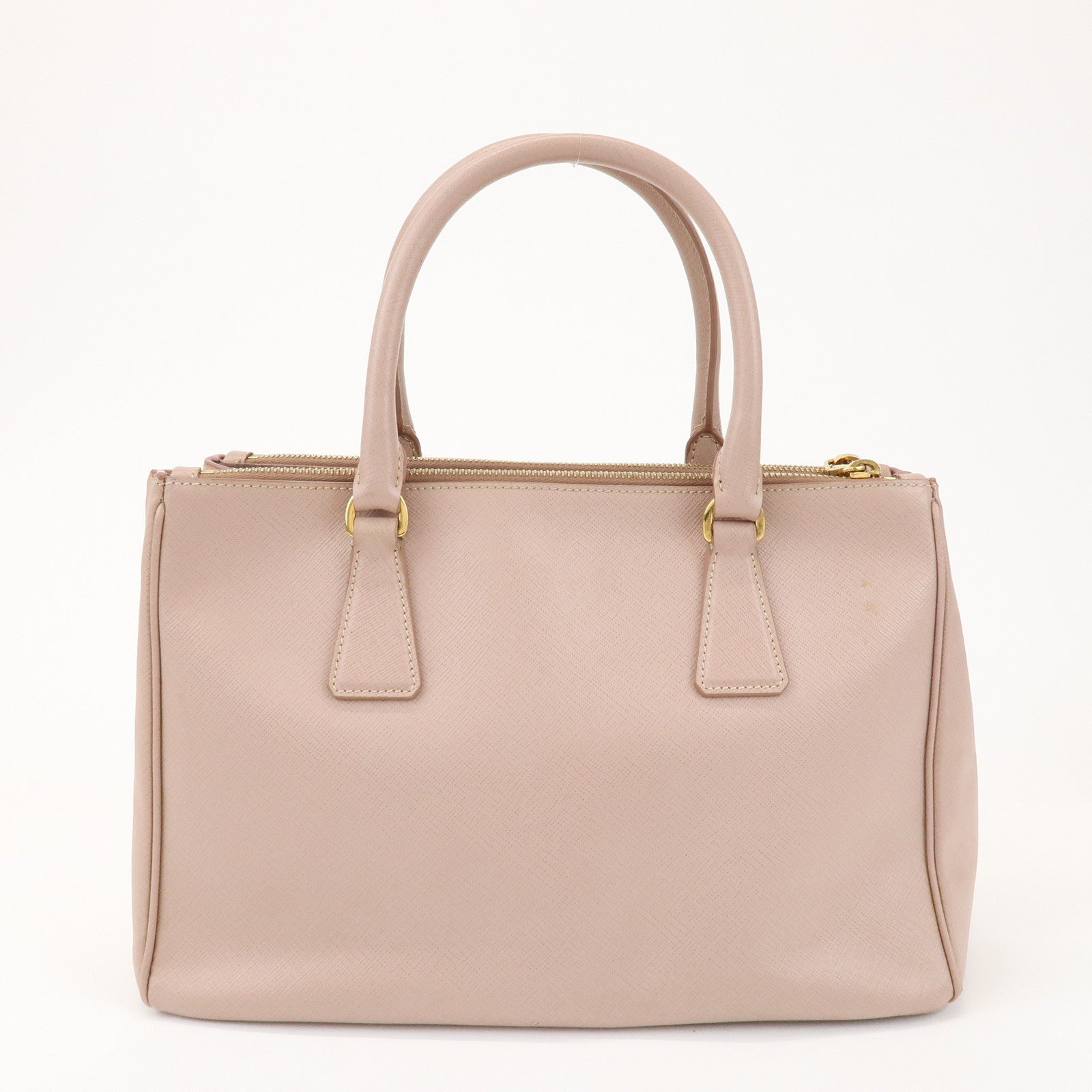 PRADA Traingle Logo Galleria 2Way Bag Hand Bag Pink Beige1BA863