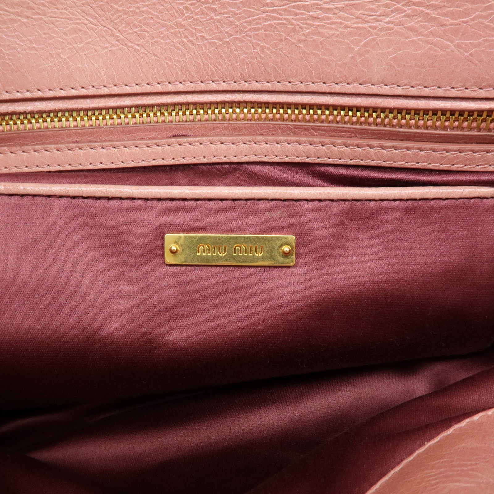 MIU MIU Leather Ribbon 2Way Bag Hand Bag Shoulder Bag Pink