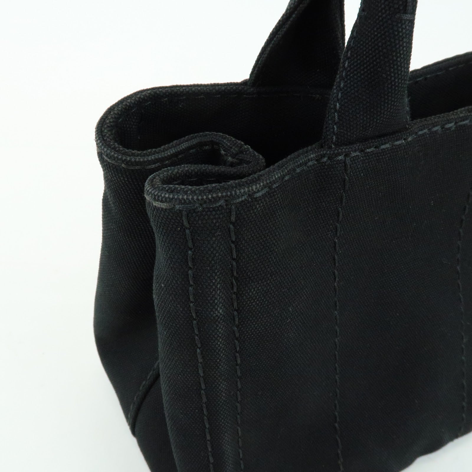 PRADA Triangle Logo Canapa Mini Canvas 2Way Hand Bag Black 1BG439