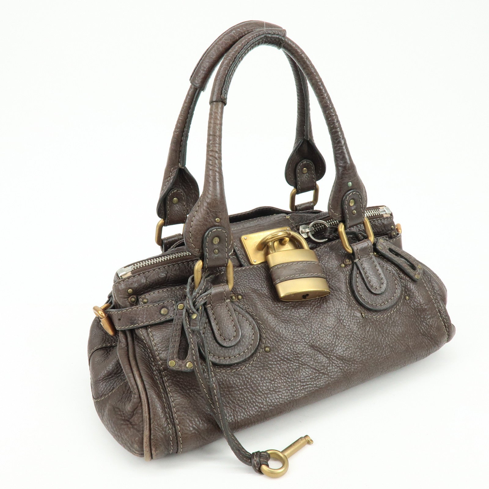 Chloe Paddington Leather Tote Bag Shoulder Bag Dark Brown