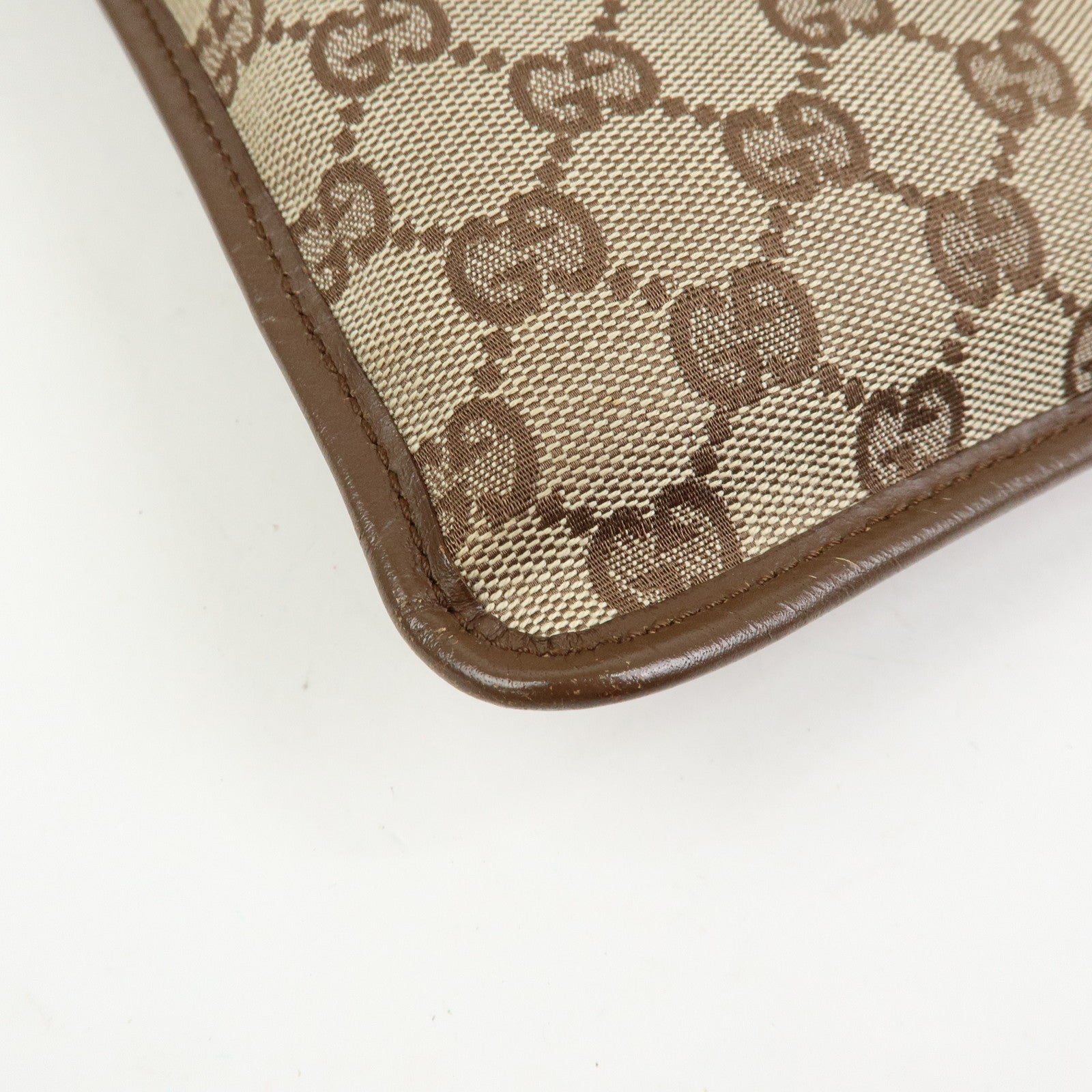 GUCCI GG Canvas Leather Shoulder Bag Crossbody Bag Brown 27639