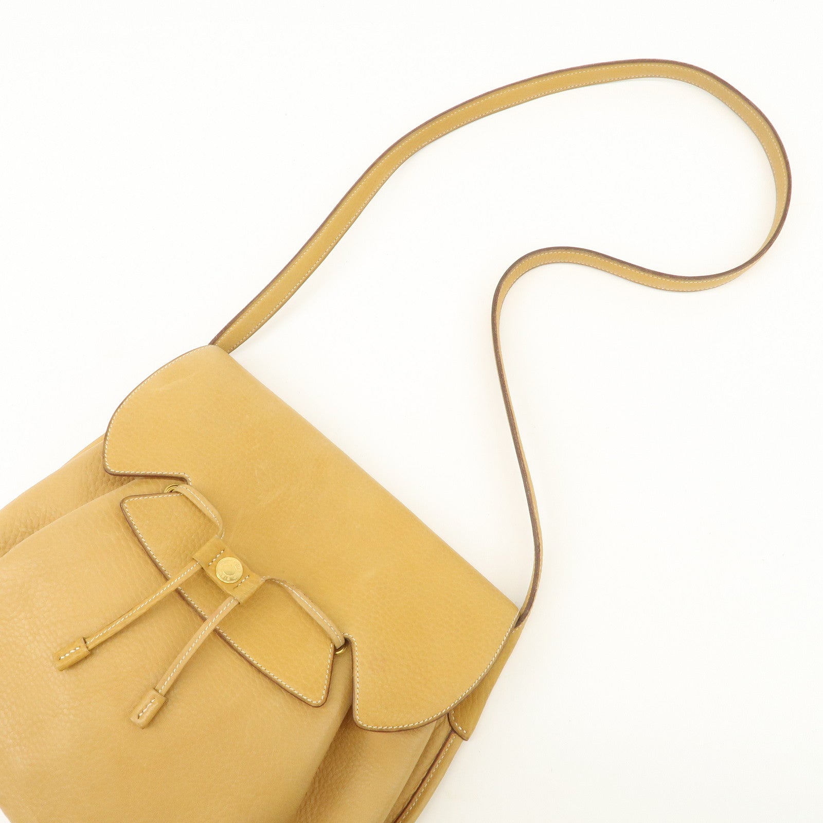 HERMES Fjord Leather Shoulder Bag OI Stamped Light Brown
