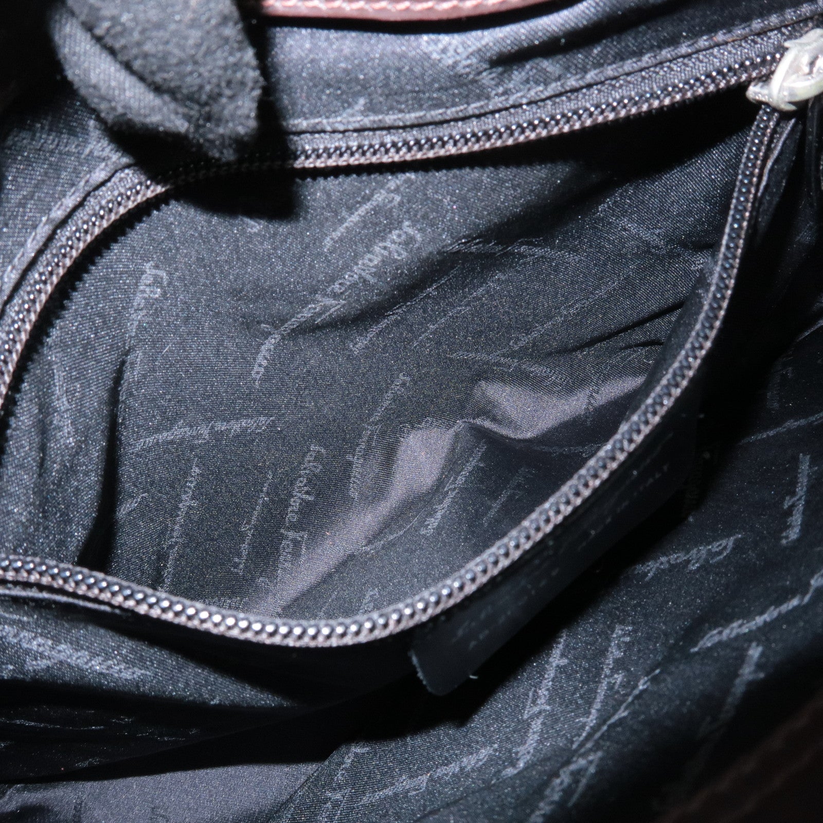 Ferragamo Gancini Leather Shoulder Bag Hand Bag Dark Brown Used