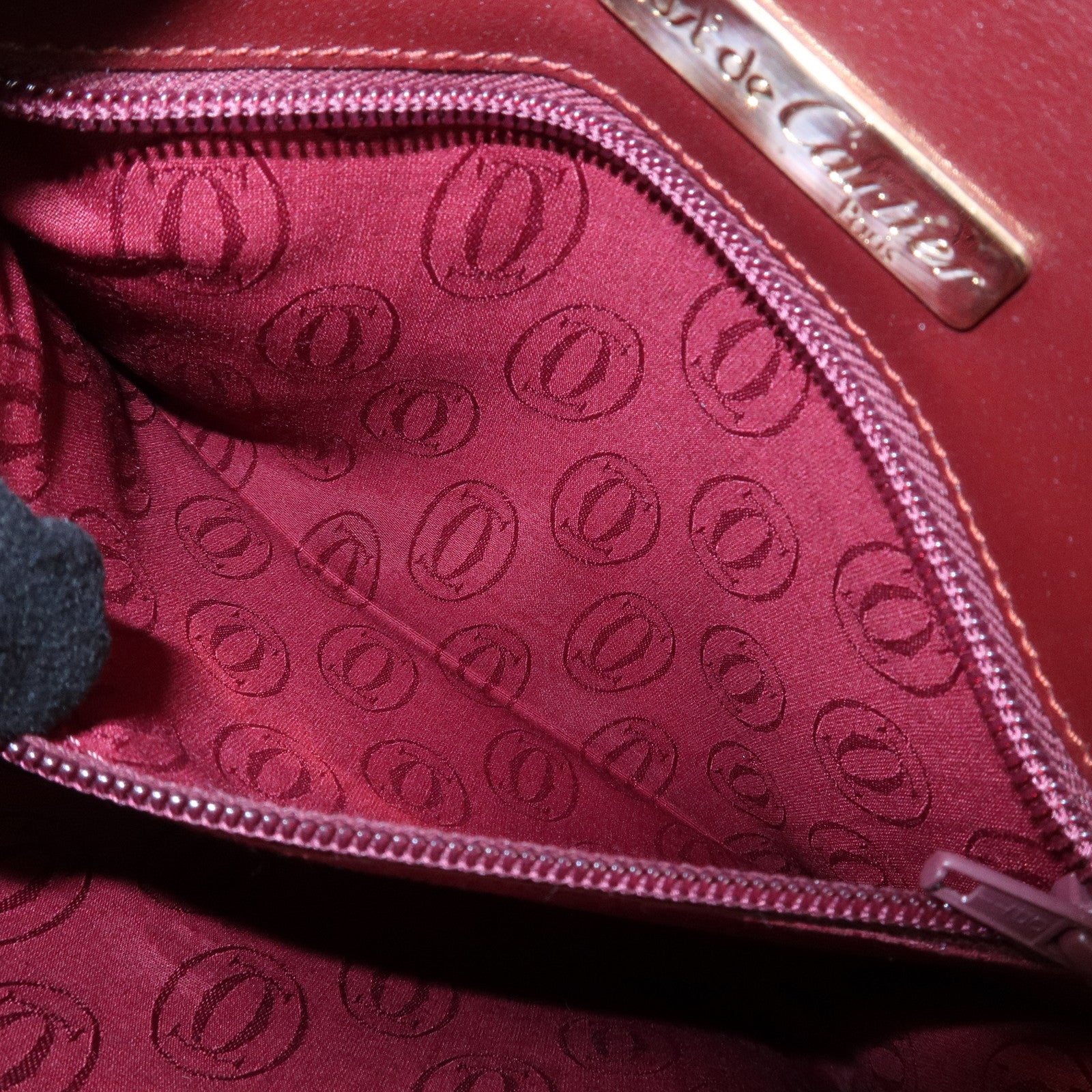 Cartier Logo Leather Clutch Bag Bordeaux