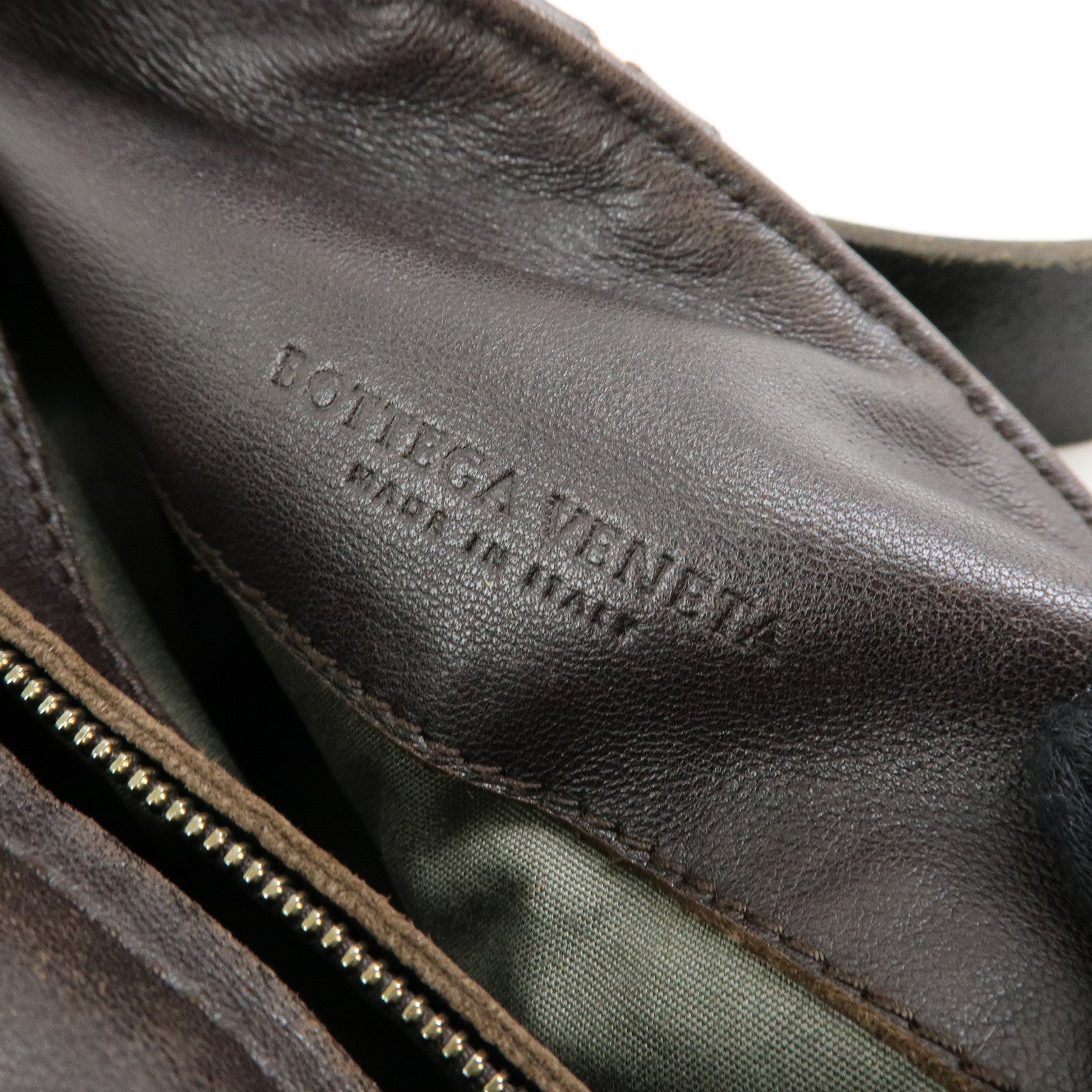 BOTTEGA VENETA Intrecciato Leather Shoulder Bag Dark Brown 163971