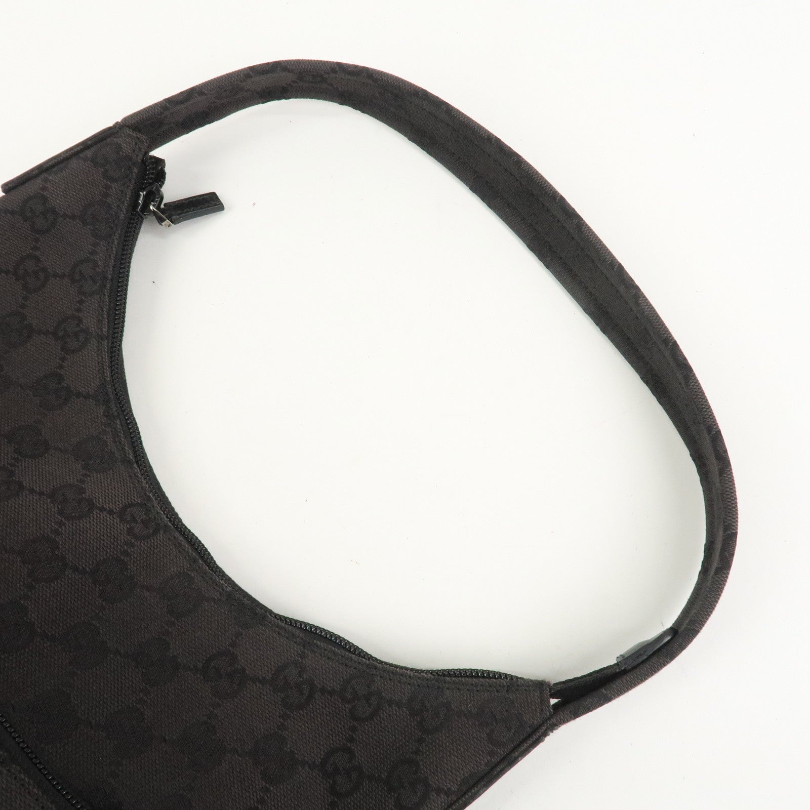 GUCCI GG Canvas Leather Shoulder Bag Hand Bag Brown 001・3386