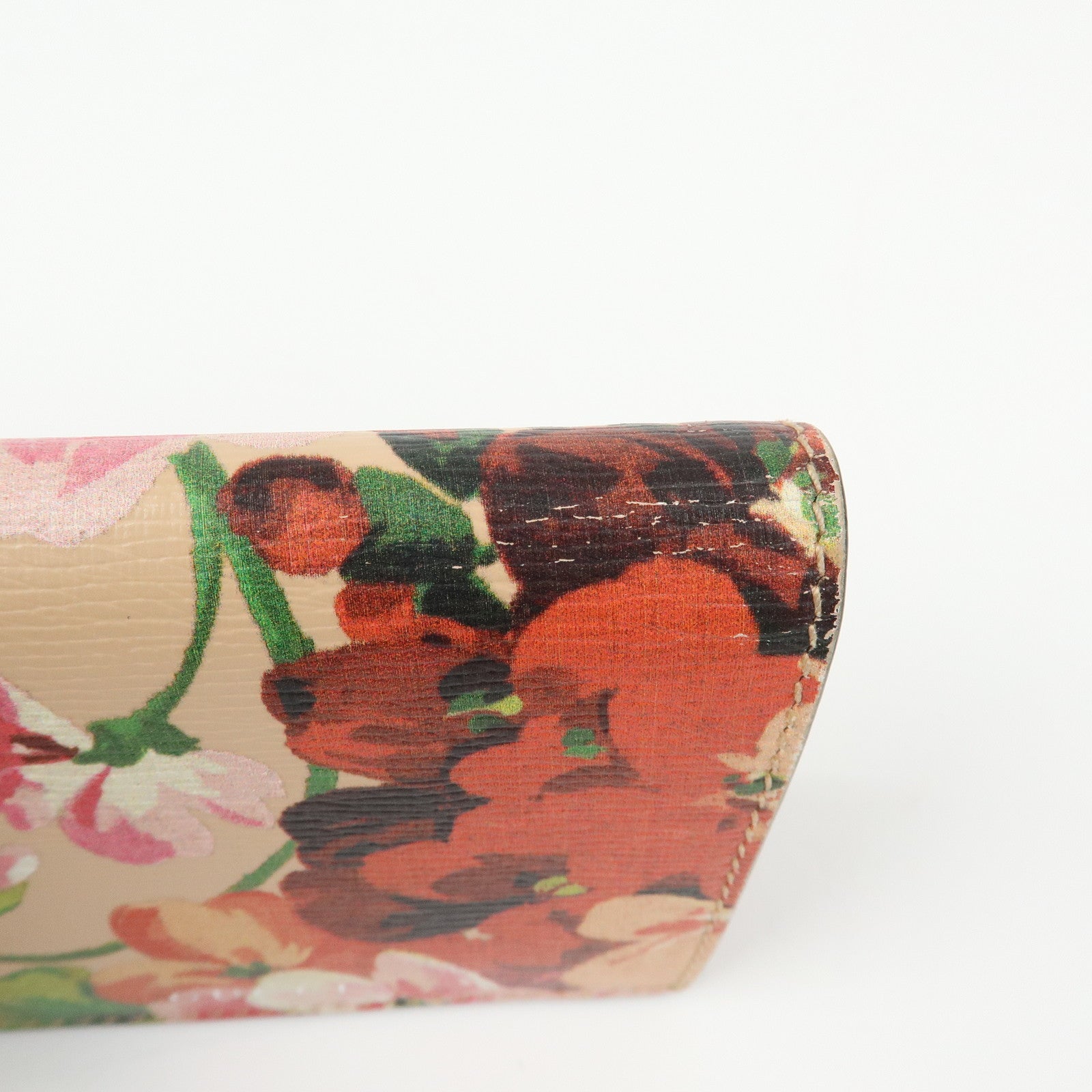 GUCCI Flora Leather Compact Bi-Fold Wallet Pink 410120