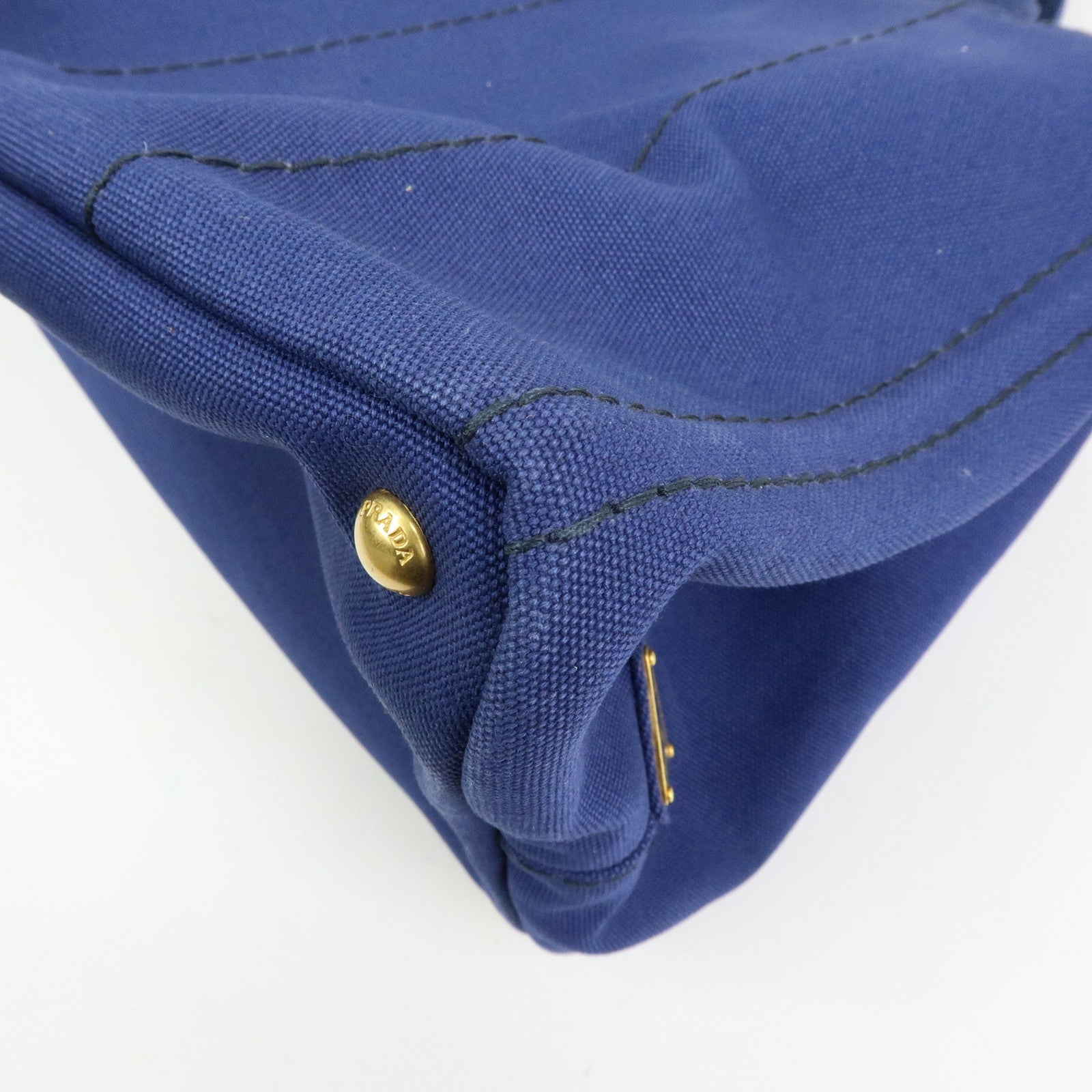 PRADA Triangle Logo Canapa Canvas 2Way Tote Hand Bag Blue BN2642