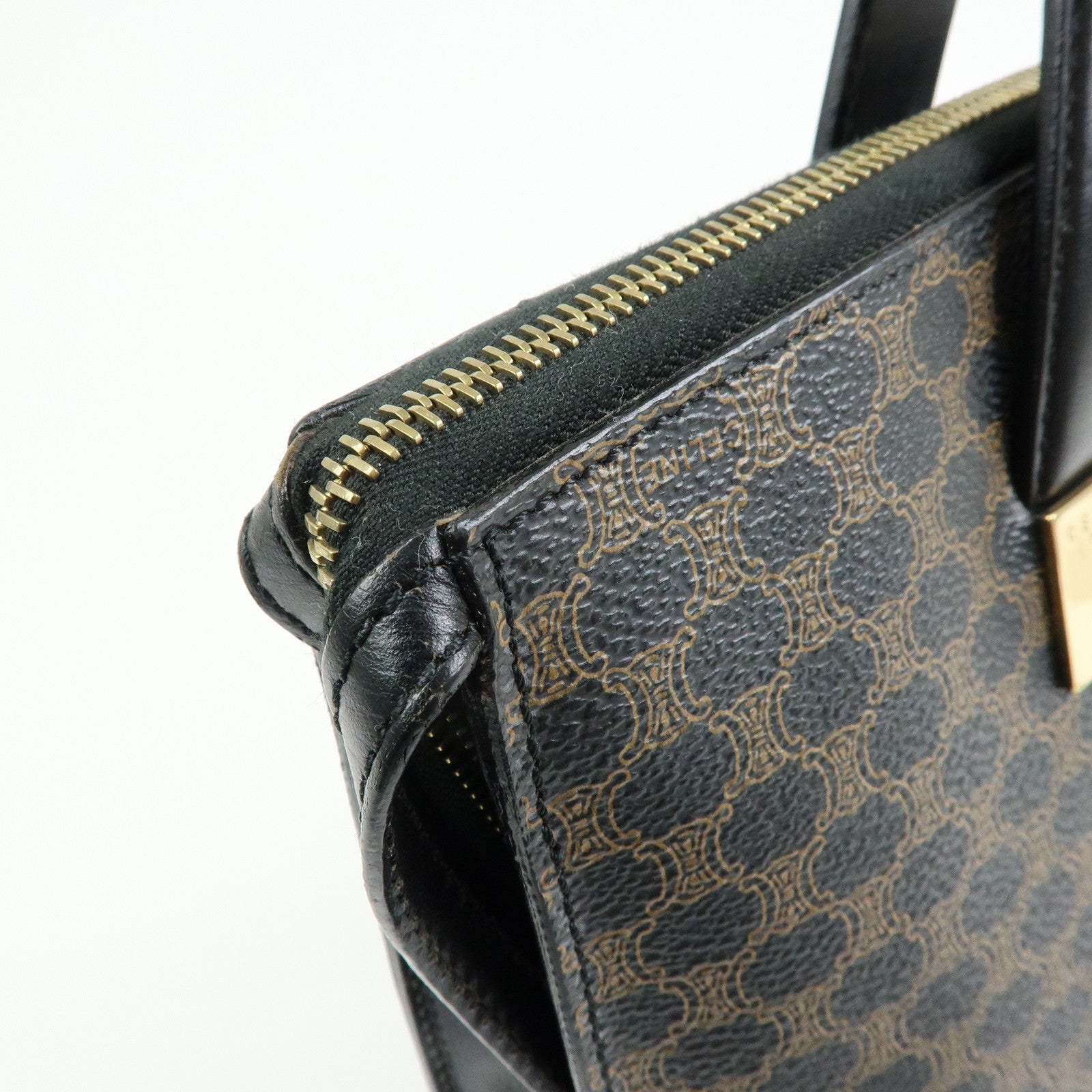 CELINE Macadam PVC Leather 2Way Bag Hand Bag Shoulder Bag Brown