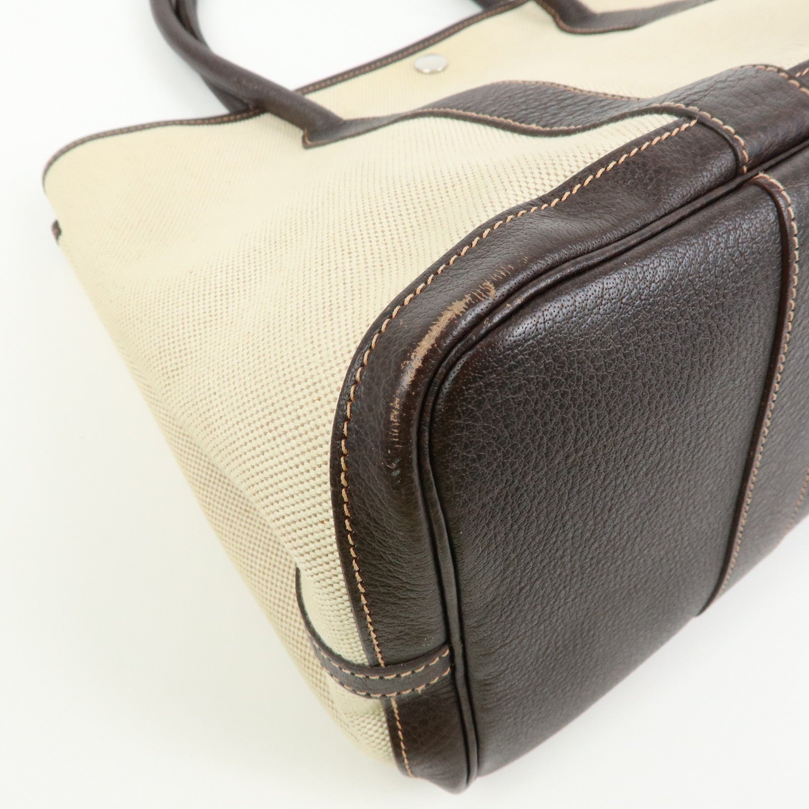 HERMES Garden Party PM Toile Ash Leather I Stamped Tote Bag Natural