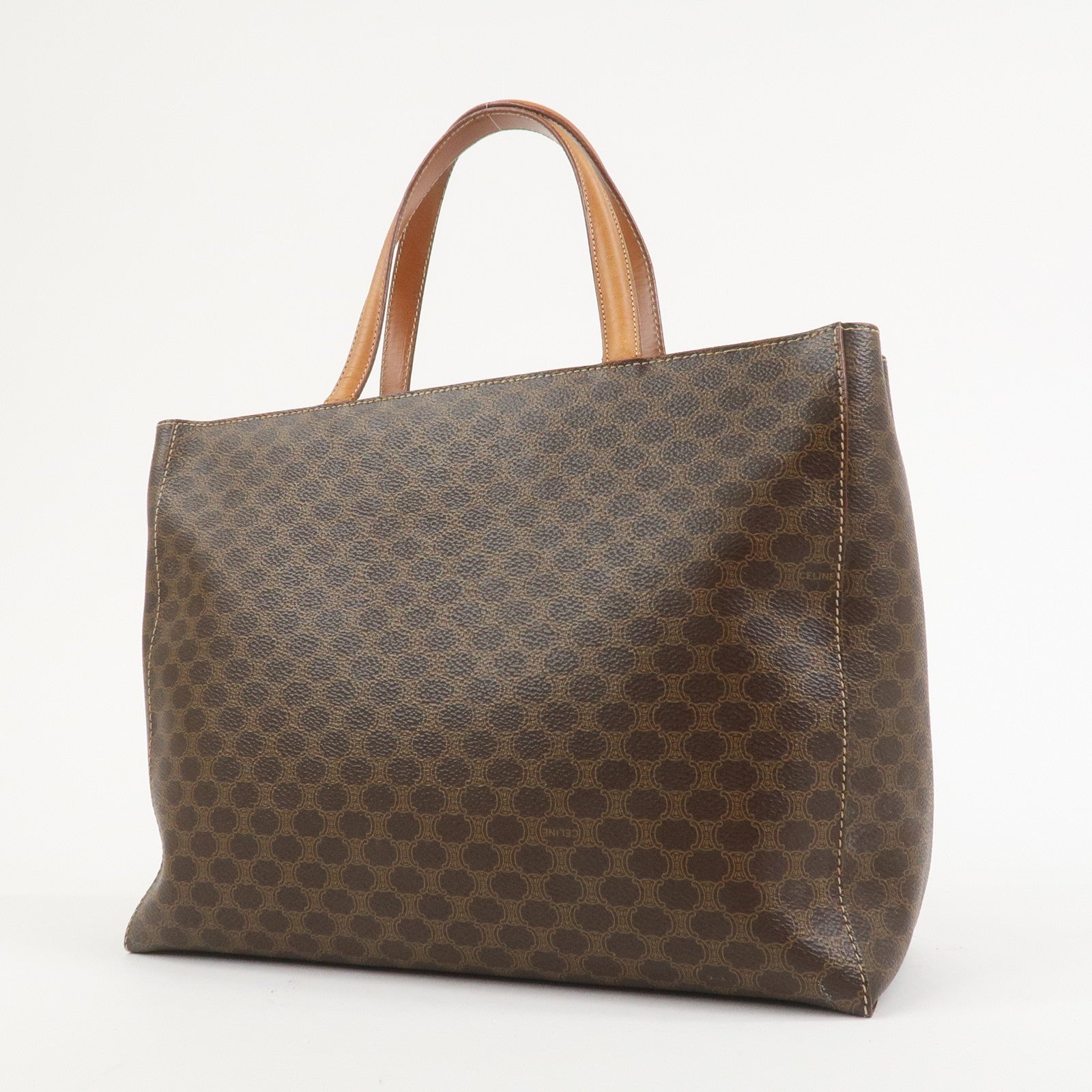 CELINE Macadam PVC Leather Hand Bag Tote Bag Brown