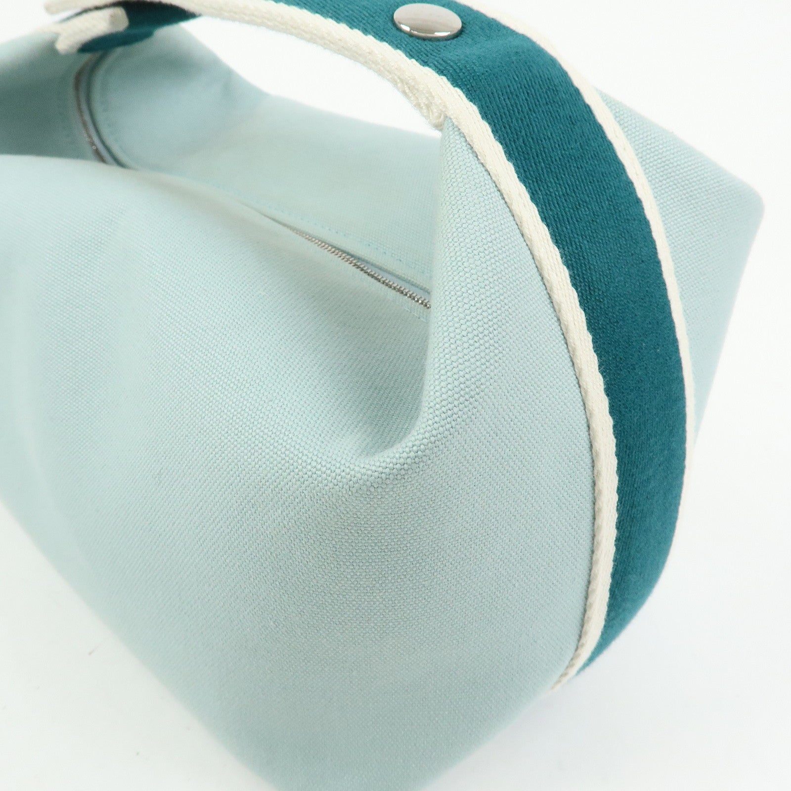 HERMES Bride A Brac GM Cotton Hand Bag Vanity Bag Light Blue