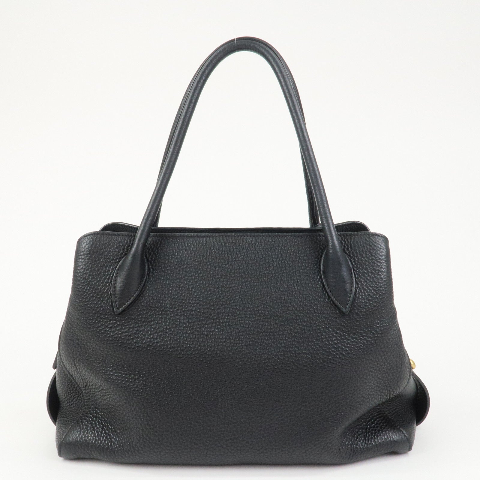 PRADA Triangle Logo Leather 2 Way Bag Hand Bag Black 1BA127