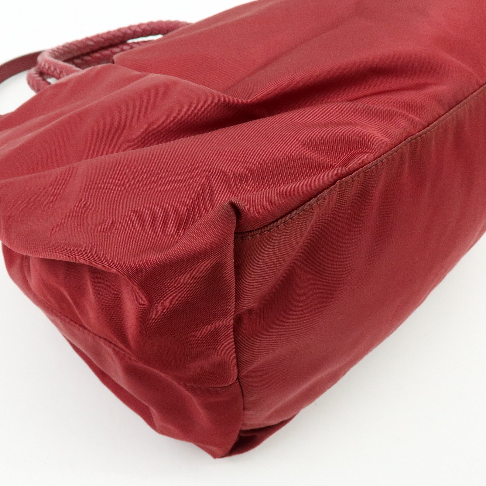PRADA Nylon Leather Ribbon 2Way Bag Hand Bag Shoulder Bag Red