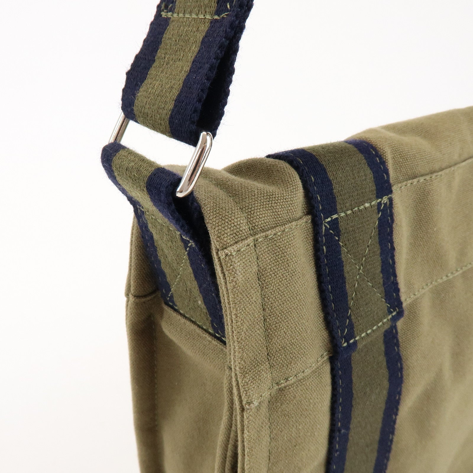 HERMES Logo Canvas Fourre Tout Bassus PM Shoulder Bag Khaki