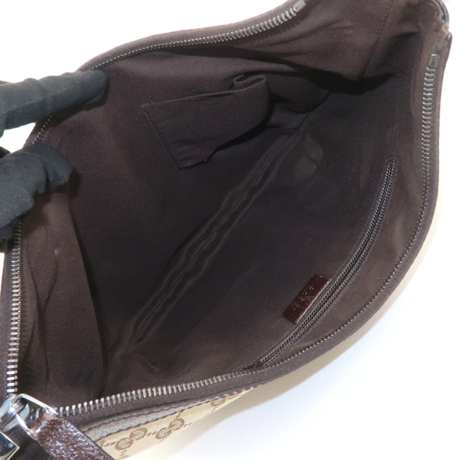 GUCCI Sherry GG Canvas Leather Shoulder Bag Beige Brown 181092