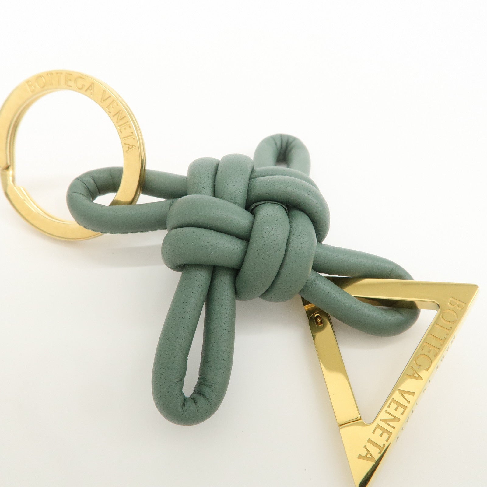 BOTTEGA VENETA Metal Leather Bag Charm Key Charm Green