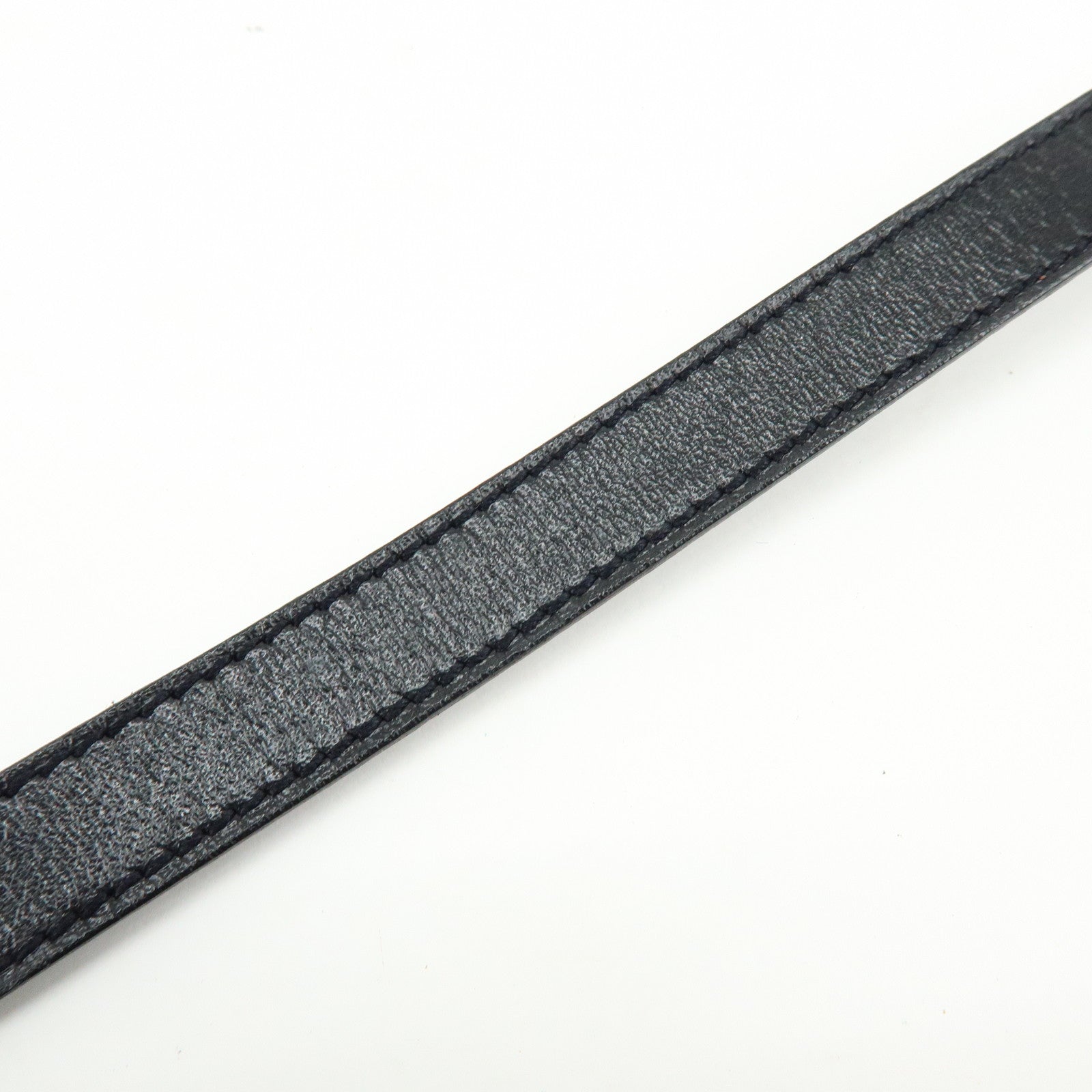 HERMES Kelly Double Tour Leather □F Stamped Bracelet Black